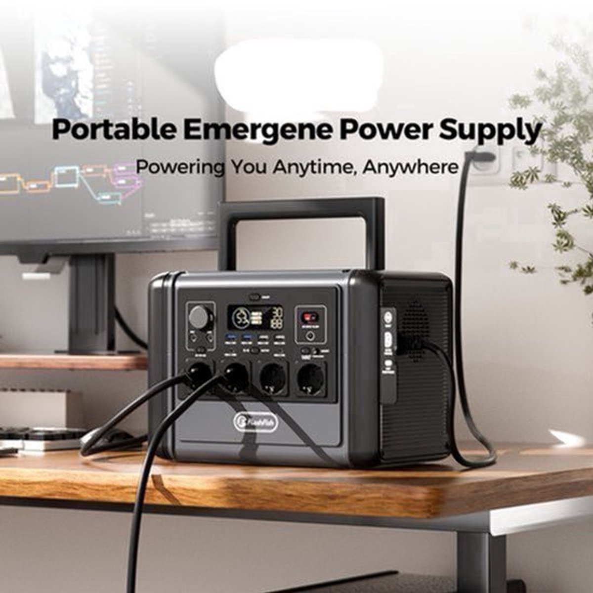 Draagbare Stroomgenerator – Powerstation – Noodstroomvoorziening – Accu Generator – Outdoor Generator – 768Wh Capaciteit – 1200W Vermogen – Draadloos Opladen – Zonne-energie Ondersteuning