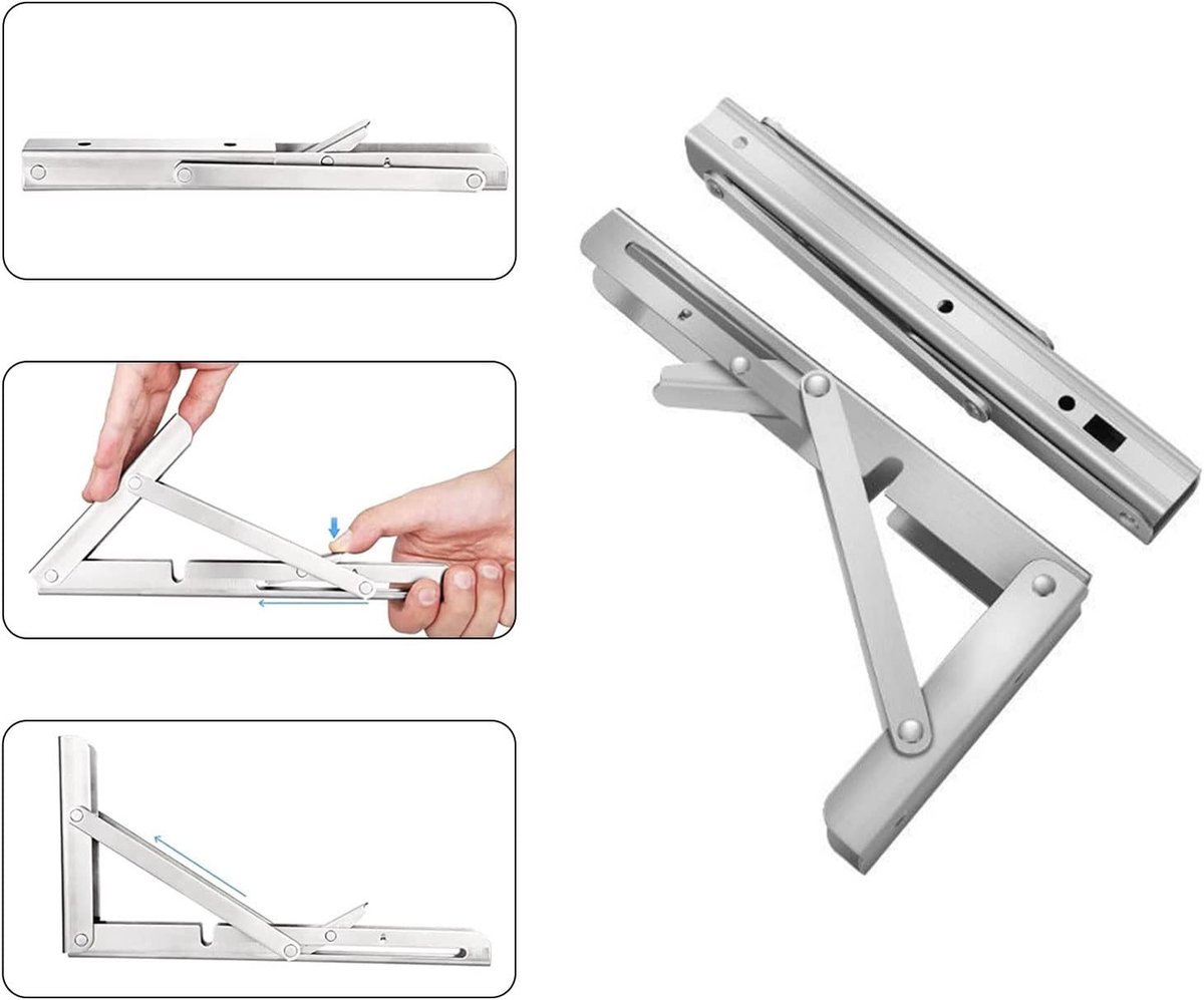 Vouwbare Hoeksteun 300 mm, Wandmontage, RVS Vouwbare Plankhouder voor DIY, Maximaal 70 kg Draagvermogen, Ideaal voor Ruimtebesparing