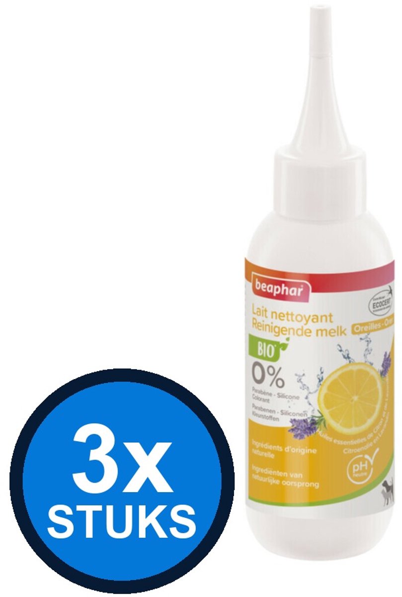 3x Beaphar - Bio reinigende melk oren 100ml