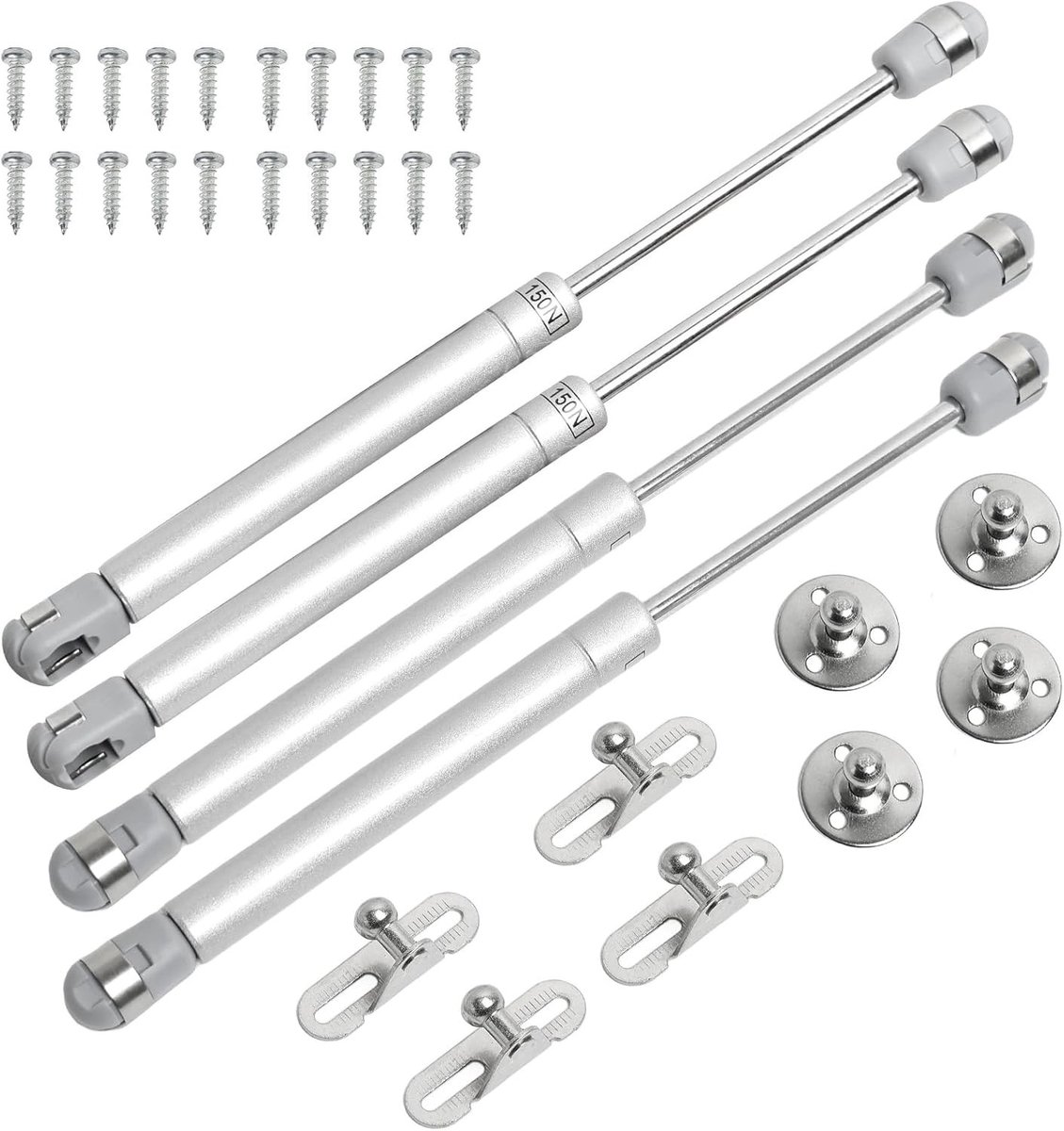 Set van 4 Gasveren 150 N/15 kg voor Keukenkasten, Hydraulische Schokdempers, Zachte Sluiting voor Kasten en Opslagdozen