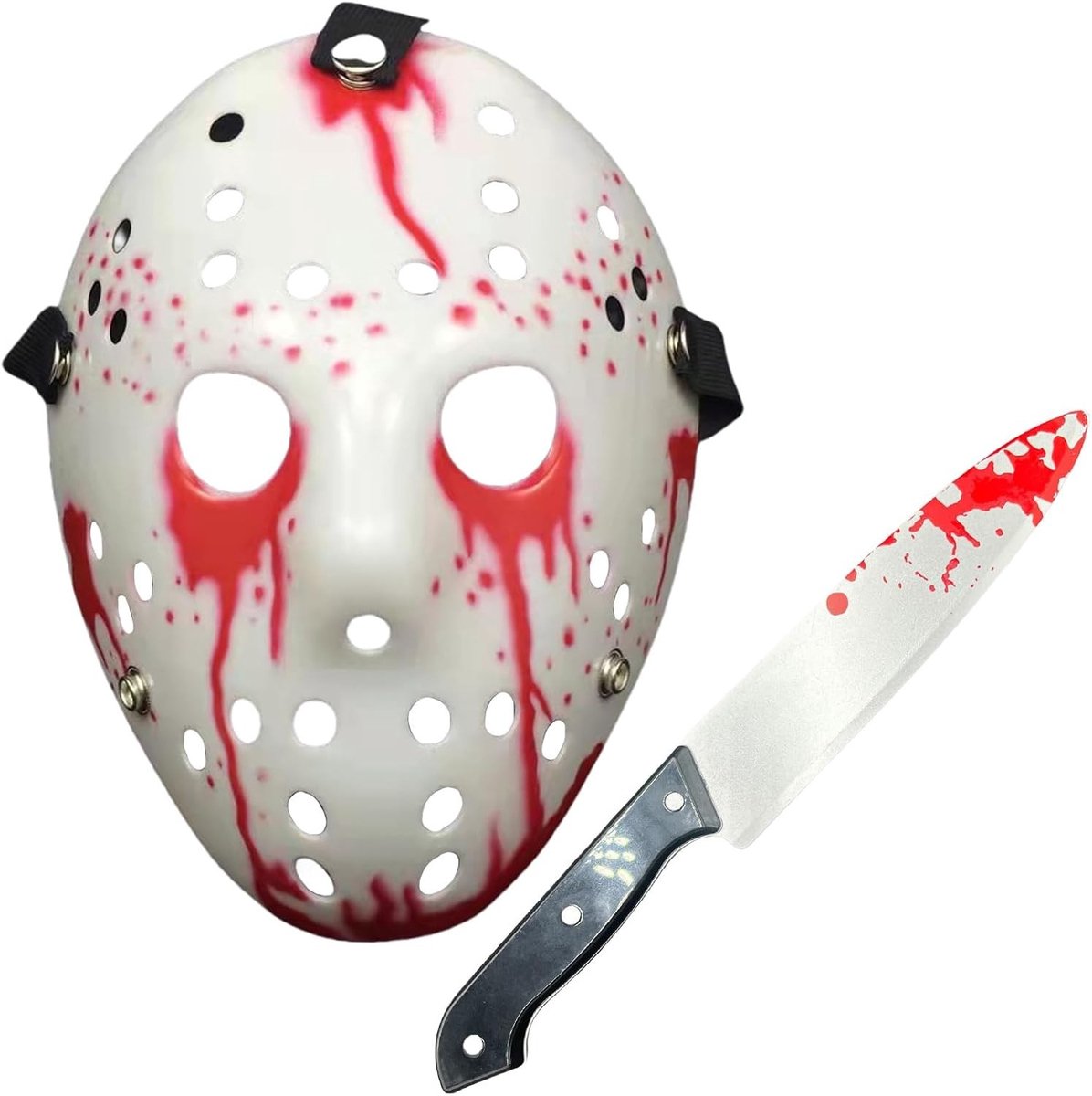 Halloween Horror Hockey Killer Mask met Accessoire voor Volwassenen - Griezelige Scream Gezichtsmasker voor Halloween Feest en Kostuum