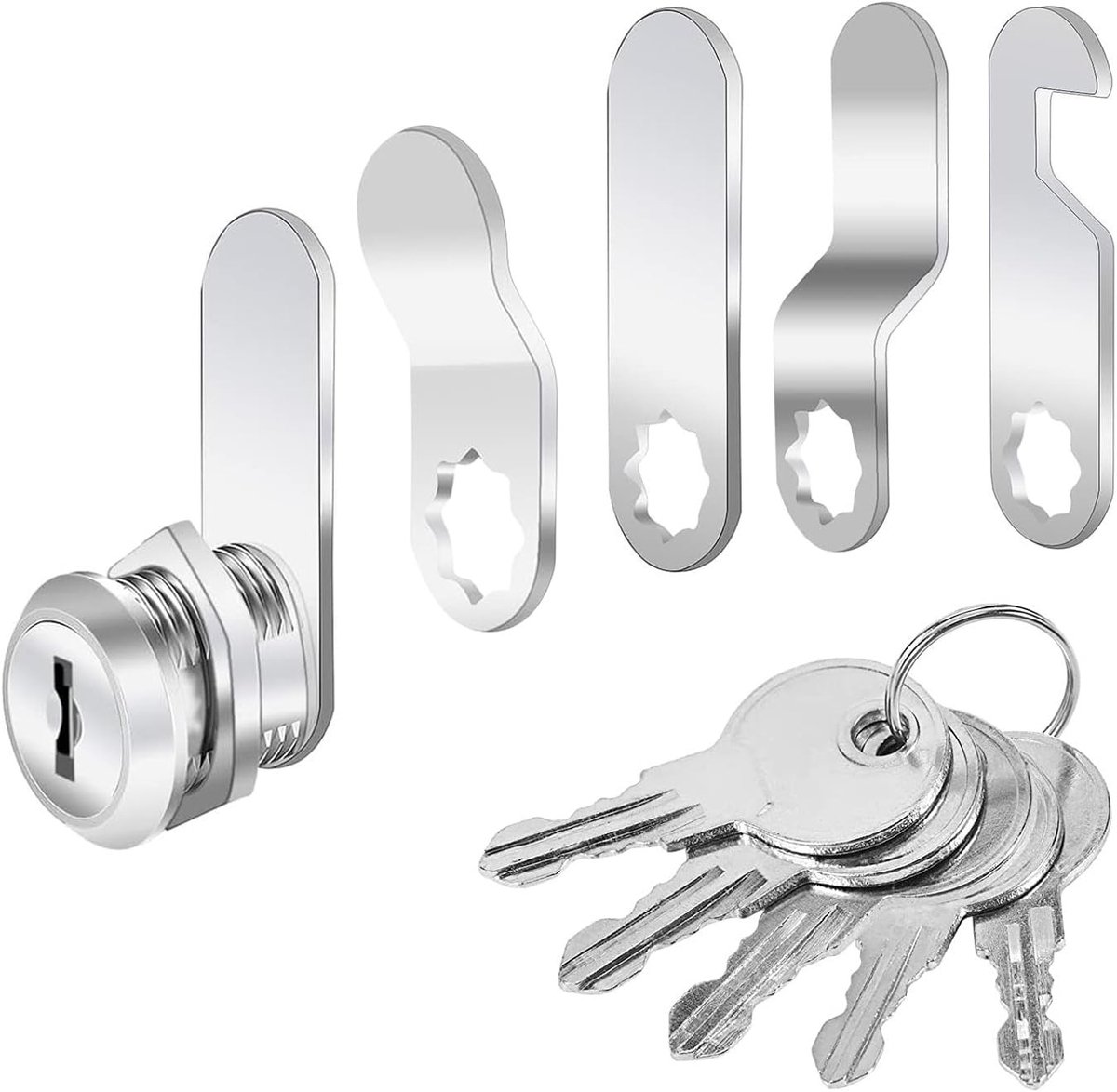 Meubelslot met 16 mm Spin Lock en 5 Sleutels, Inclusief 5 Verschillende Sluitplaten voor Kastdeuren en Meubels