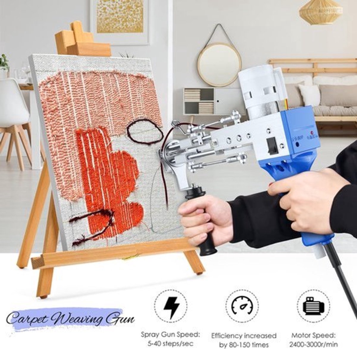 Elektrische Tufting Gun - 2-in-1 Set - Voor Tapijten - Met Snelheidsregeling - Ergonomisch Ontwerp
