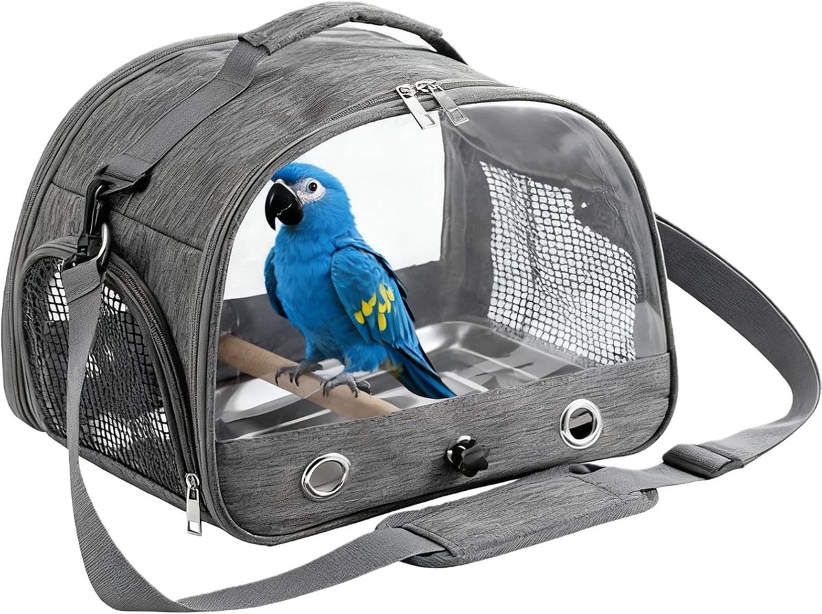 Draagtas voor Vogels met Stang en RVS Bak, Ademend en Draagbaar voor Parkieten en Kleine Dieren, Ideaal voor Vervoer en Reis