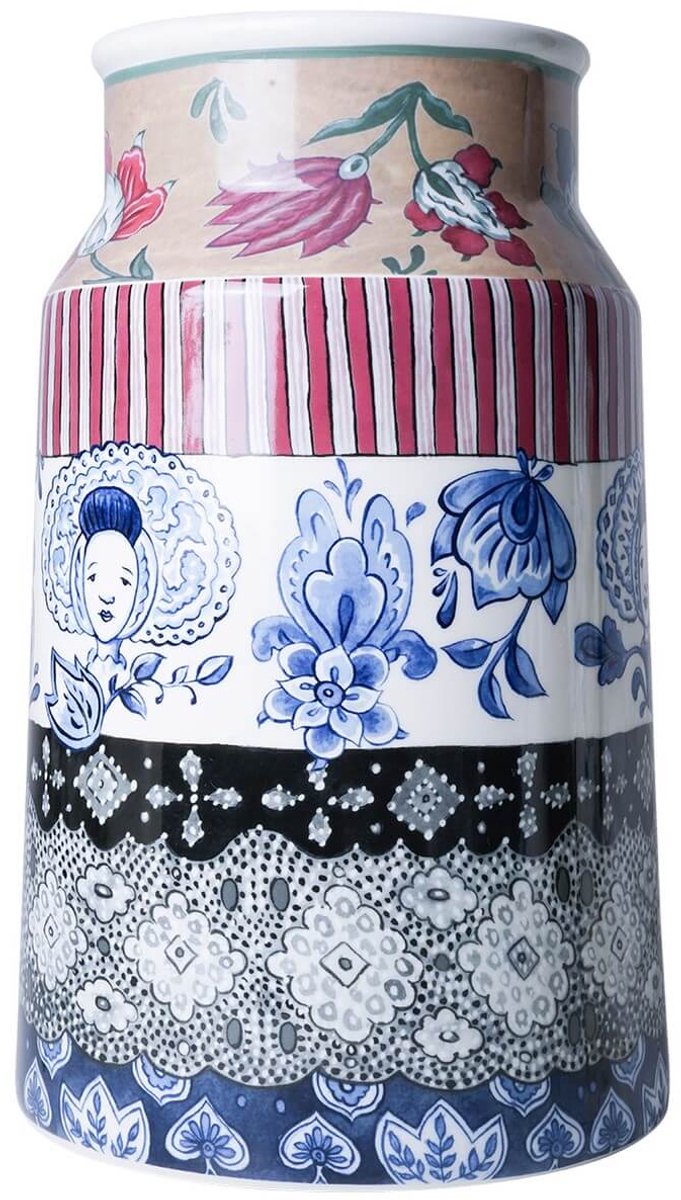 Heinen Delfts Blauw Melkbusvaas The Heritage Collection - Kanten Isabee - Keramiek - 30 cm Multicolor