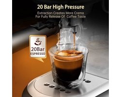 Espressomachine – 20 Bar – Compact Koffiezetapparaat - Semi-Automatisch - 1.1L - 1450W - ESE Pads - en Gemalen Koffie – RVS - Heetwaterfunctie