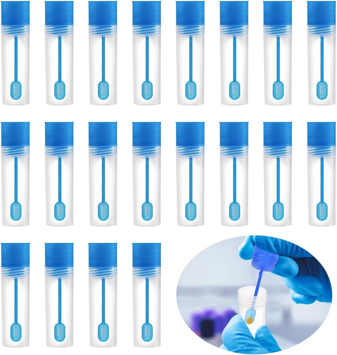 20 Stuks Monsterbuizen voor Huisdieren, Testbuizen voor Ontlasting en Braaksel, Inclusief Lepel voor Gemakkelijk Gebruik, 15ml (2.3x8.1x2.1)