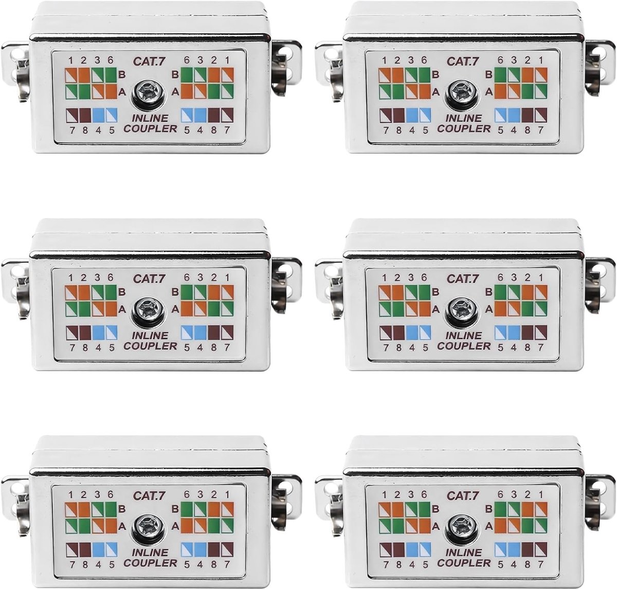 Set van 6 Cat6 Cat7 Shielded LSA Connectors voor Netwerkverbindingen met PoE Ondersteuning - Ideaal voor Reparatie en Installatie van Netwerkkabels