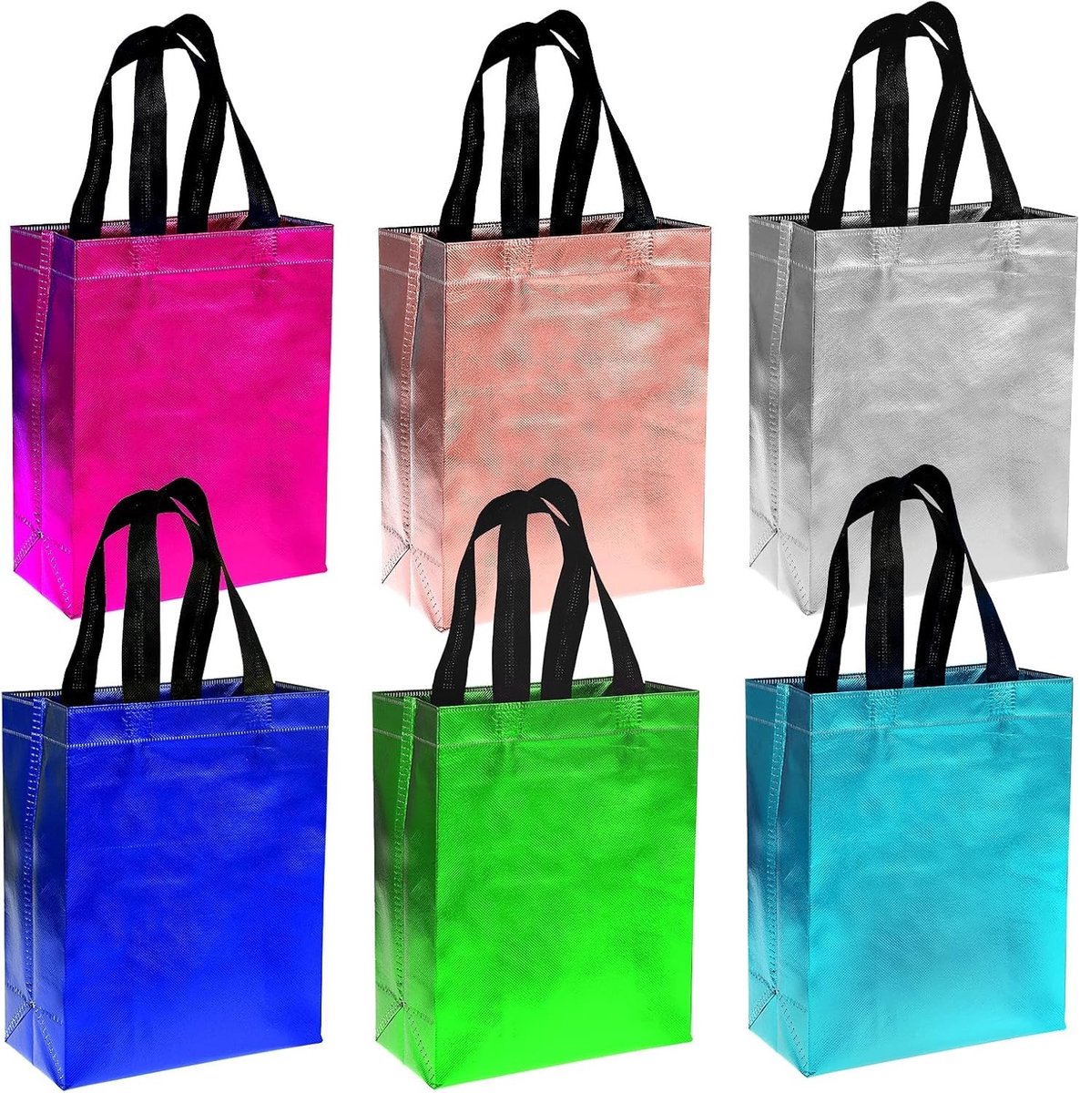Kleurige Herbruikbare Cadeautassen, 6 Stuks, Ideaal voor Verjaardagen, Feestjes en Kerstcadeaus
