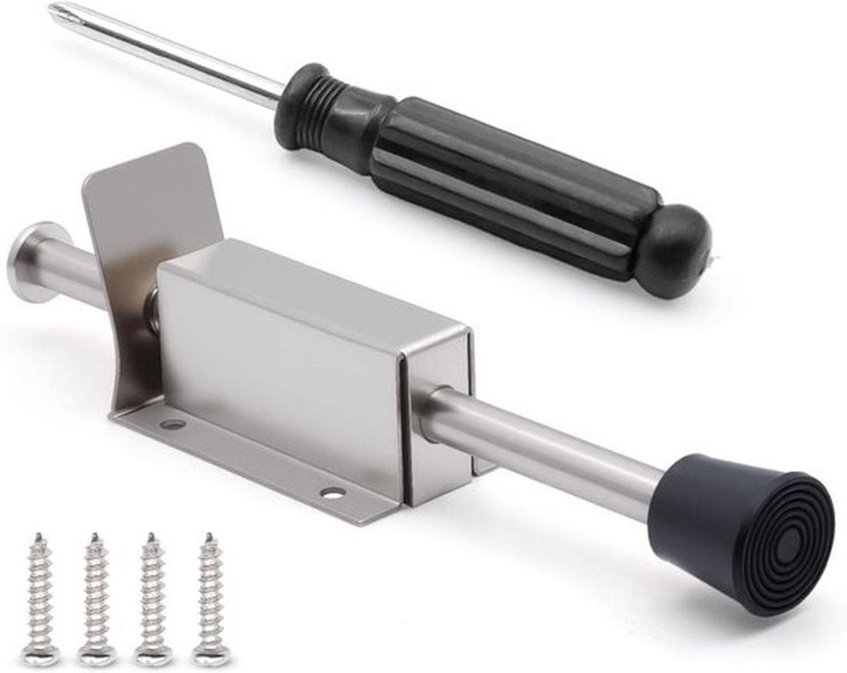 Deurstopper Voetbediening Roestvrij Staal Rubberen Buffer Schroeven - Metalen Deurstopper Binnen Buiten Balkondeur