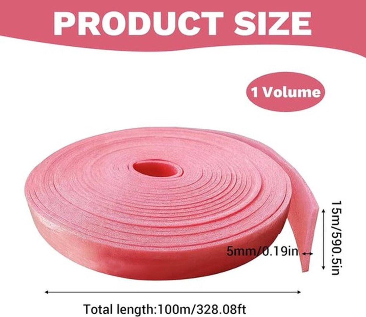 Randisolatie strips voor egalisatiemassa - 100 mm x 5 mm x 15 m - vloerverwarming - dekvloer isolatie - beschermt tegen warmteverlies