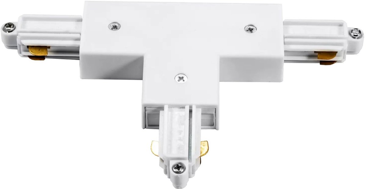 Track T-connector voor 1-fase inbouw railsysteem, wit, met aardaansluiting, Deco-collectie