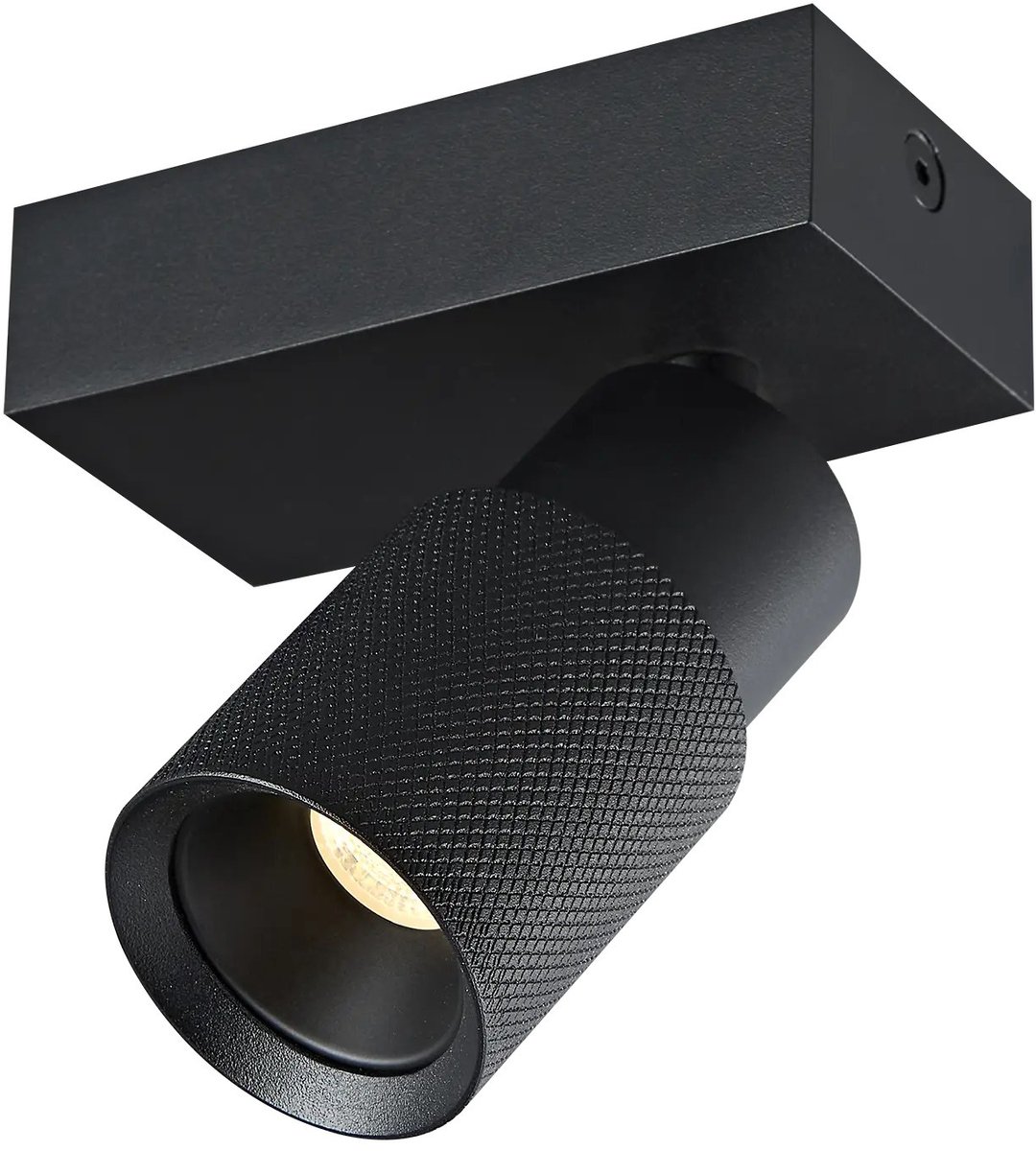Nysal spot in zwart aluminium, 1 lichtpunt met GU10 MR11-fitting, dimbaar en kantelbaar, IP20, lichtbron niet inbegrepen