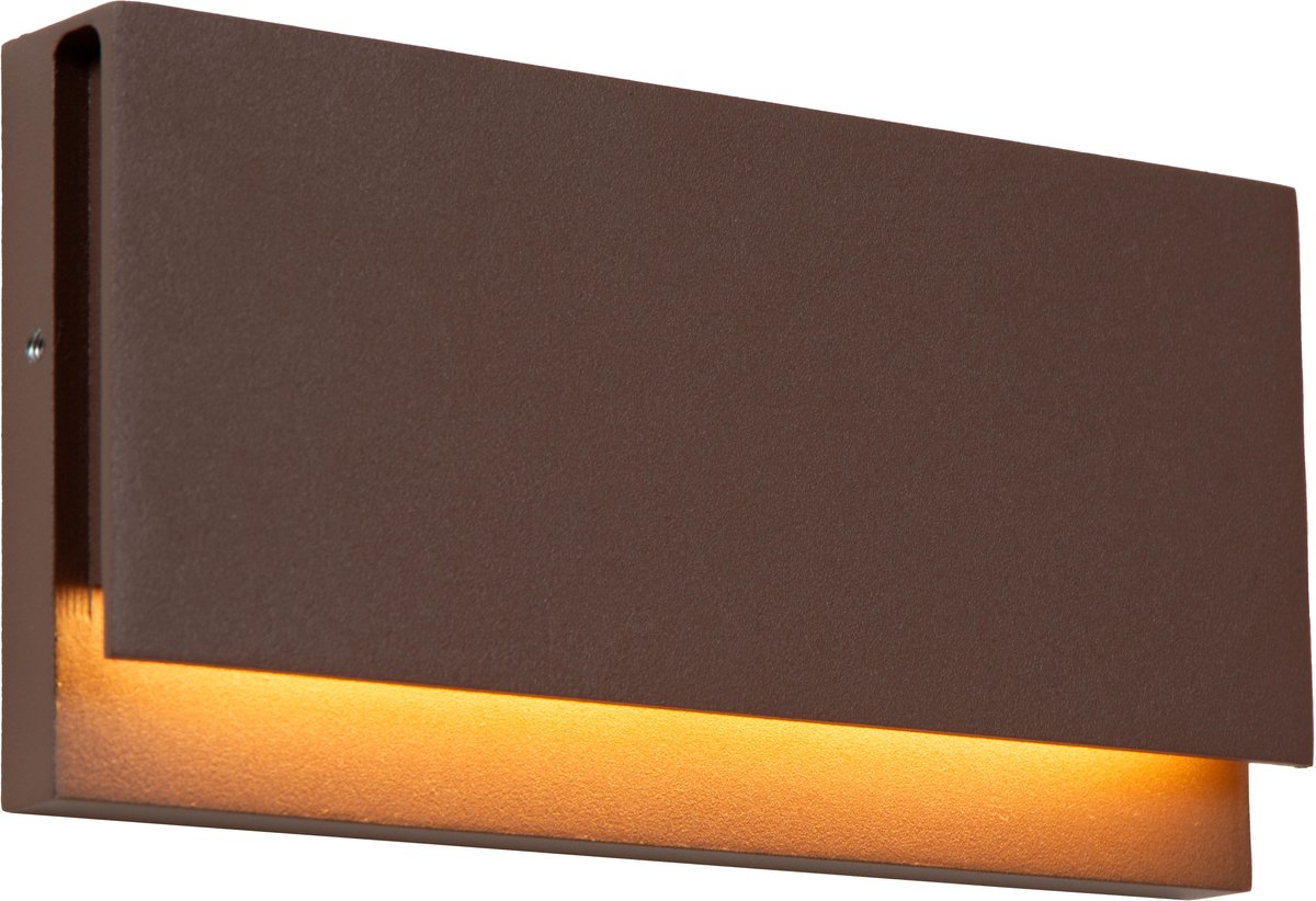 Lucide LOMAR - Wandlamp Binnen/Buiten - LED - 1x10W 2700K - IP54 - Roest bruin - Essential
