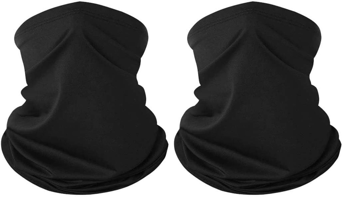 Multifunctioneel ademend en winddicht doek voor heren, ideaal voor motorfiets, fiets, hardlopen en skiën - zwart, 2 stuks