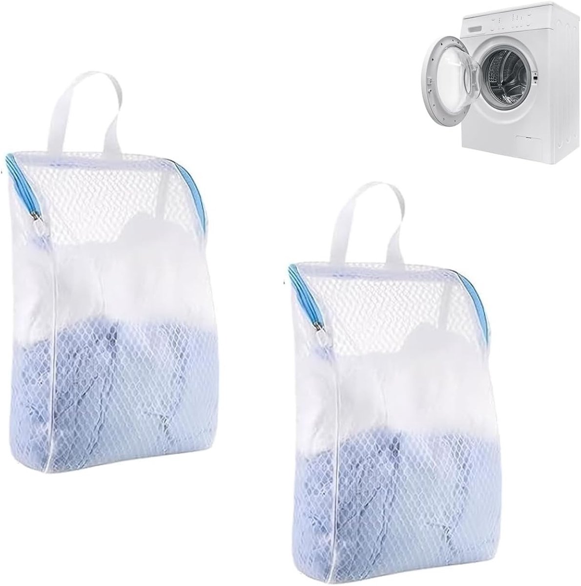 Set van 2 Herbruikbare Wasnetten met Handvatten voor Ondergoed, Truien en Reizen - 20x30cm, Blauw