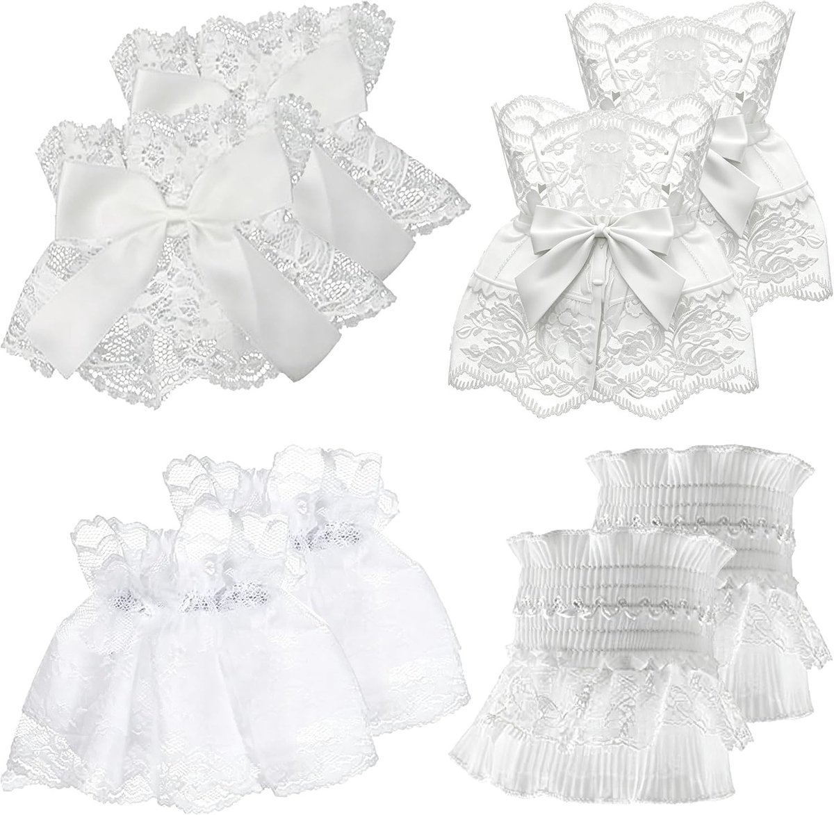 Lace Cuffs voor Dames - 4 Paar Rimpel Manchetten voor Kostuumfeesten en Verkleedpartijen