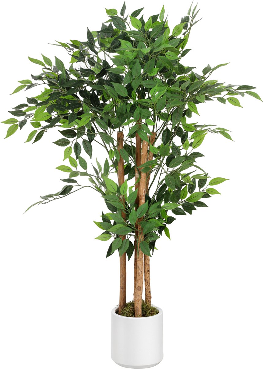 Homcom kunstbanyanboom - Kunstplant, kamerplant - Groen en wit Groen, wit