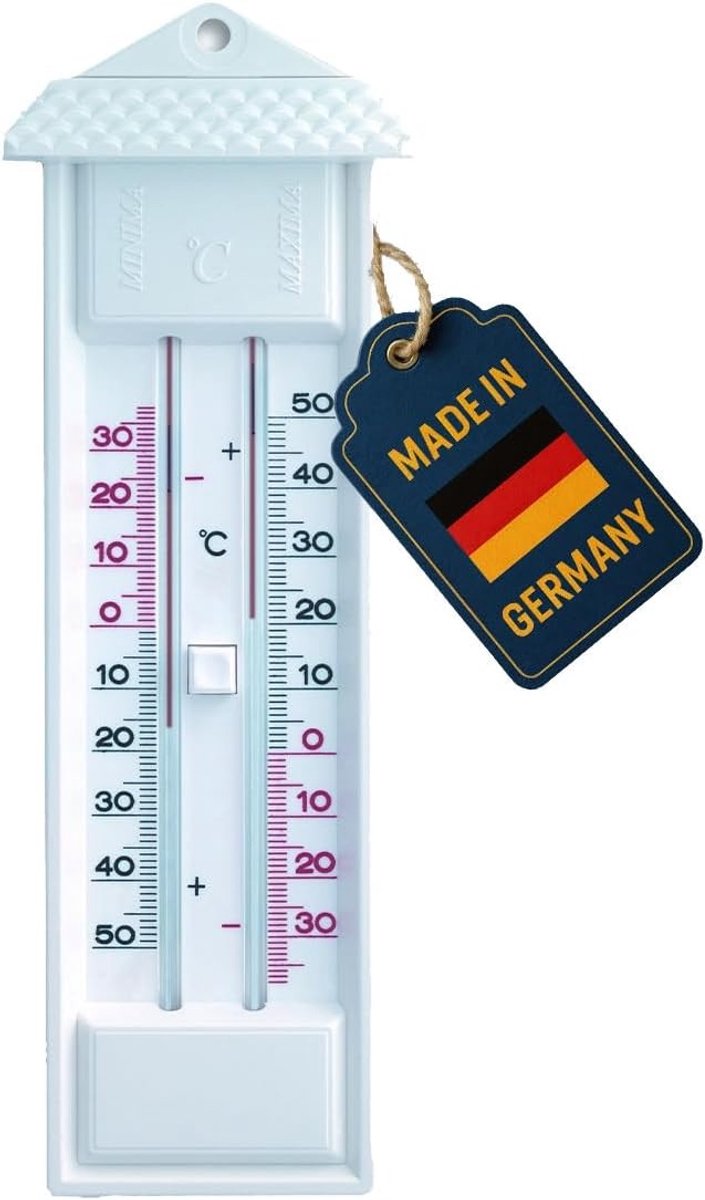 Aanlegthermometer - Wit - 80 x 32 x 232 mm - Kunststof Max-Min Thermometer - Voor Binnen en Buiten