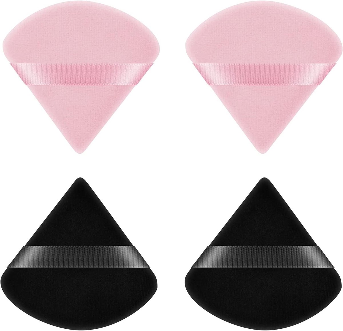 Set van 4 Herbruikbare Poeder Puffjes - Driehoekige Make-up Spons voor Zachte Finish en Perfecte Applicatie