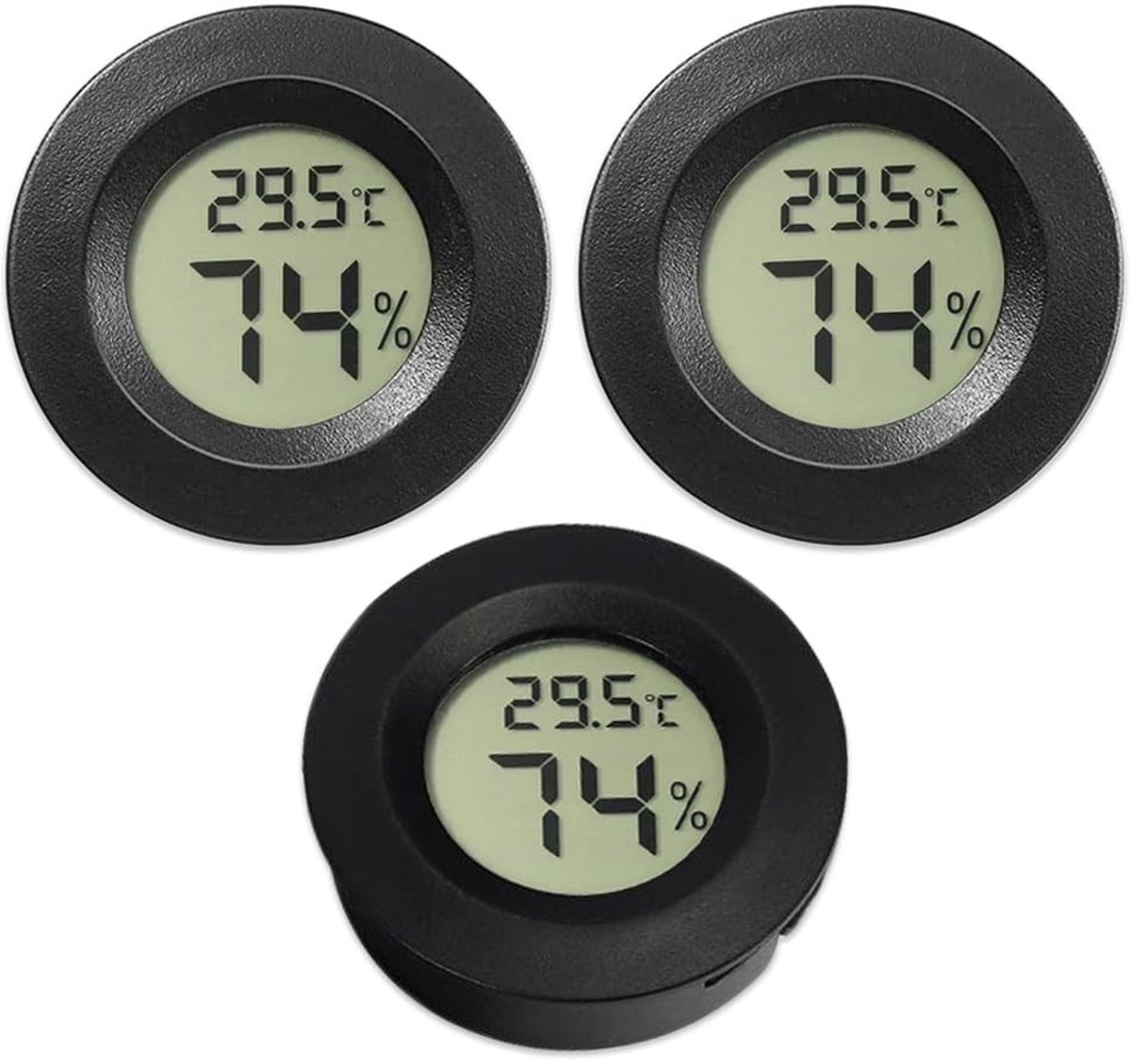 Set van 3 Mini Thermometers en Hygrometer - Digitale LCD Temperatuur- en Vochtigheidsmeter voor Kelders, Serres en Reptielen