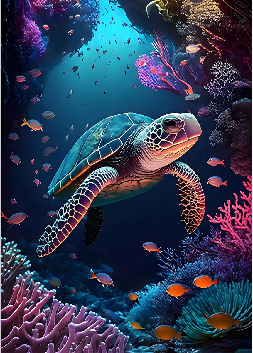 5D Diamant Schilderen Kits voor Volwassenen, Zeeschildpad Diamant Schilderen, Volledige Drill Ronde Diamant Dots voor Dierenkunst en Wanddecoratie 30x40cm