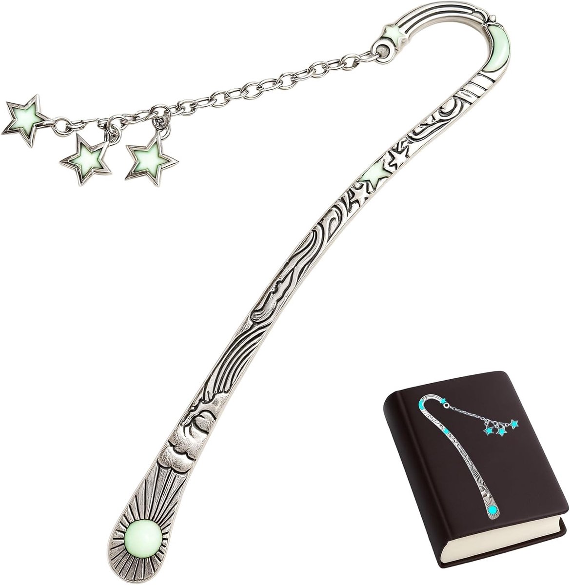 Persoonlijke metalen boekenlegger met lichtgevende sterhanger voor kinderen, ideale cadeaus voor vriendinnen en kleine accessoires voor boekenliefhebbers
