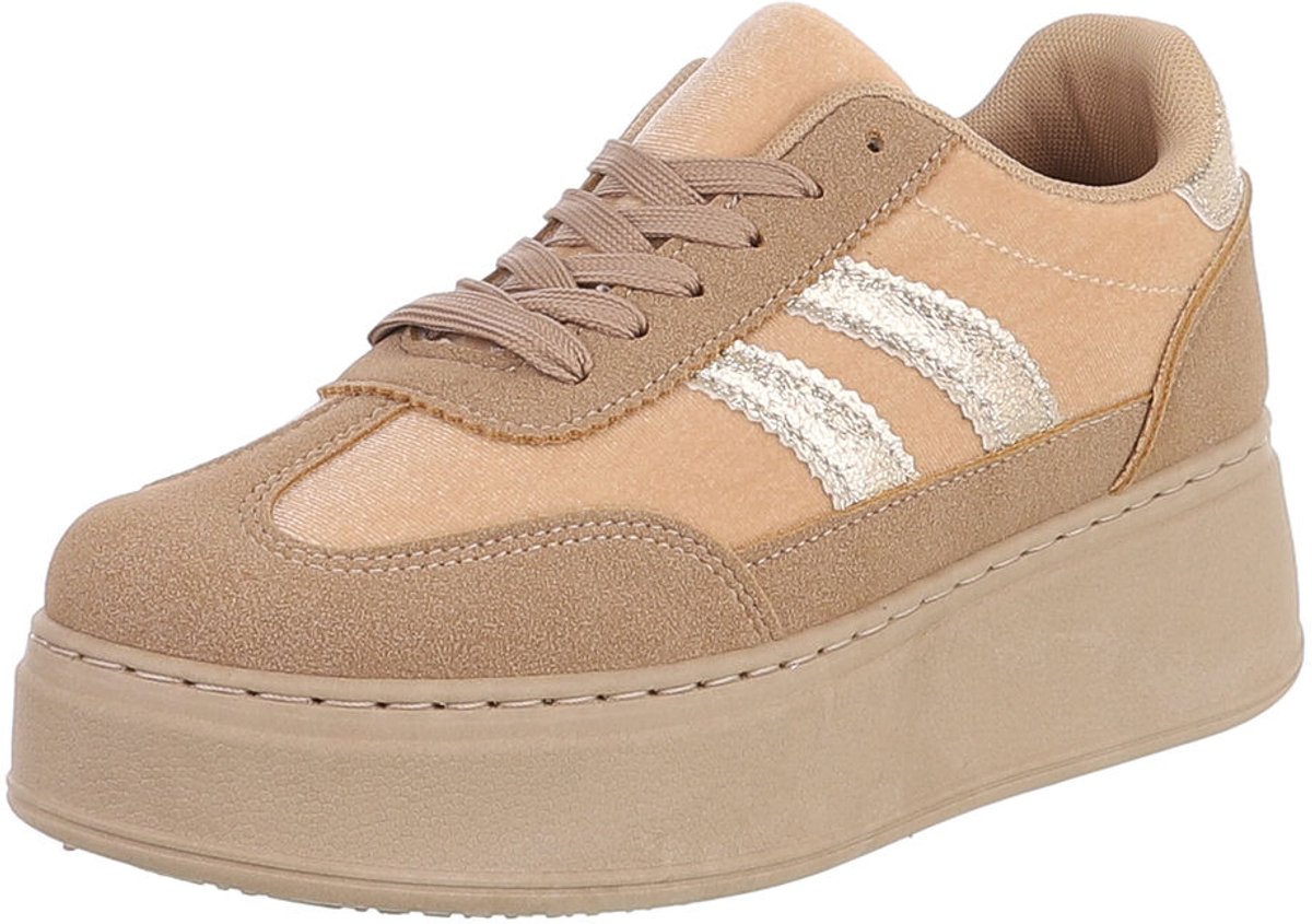 Sneaker met Plateauzool - Vetersluiting - Dames Mt:39