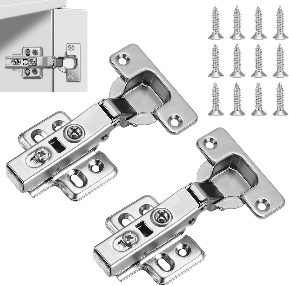 Zachte Sluitingen voor Keuken- en Kastdeuren, 2 Stuks, met Demper en Pan Hinge, Ideaal voor Kasten en Meubels
