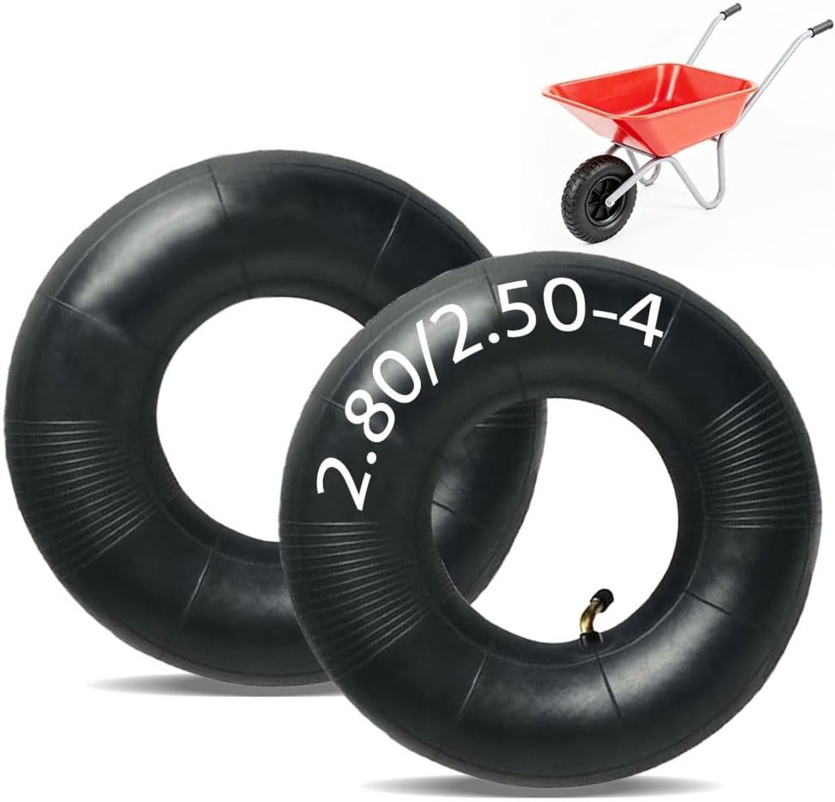 Kruiwagenband - Zwart - 2.80/2.50-4 - Verdikt Natuurrubber Binnenband - Voor Kruiwagens en Tuinkarren