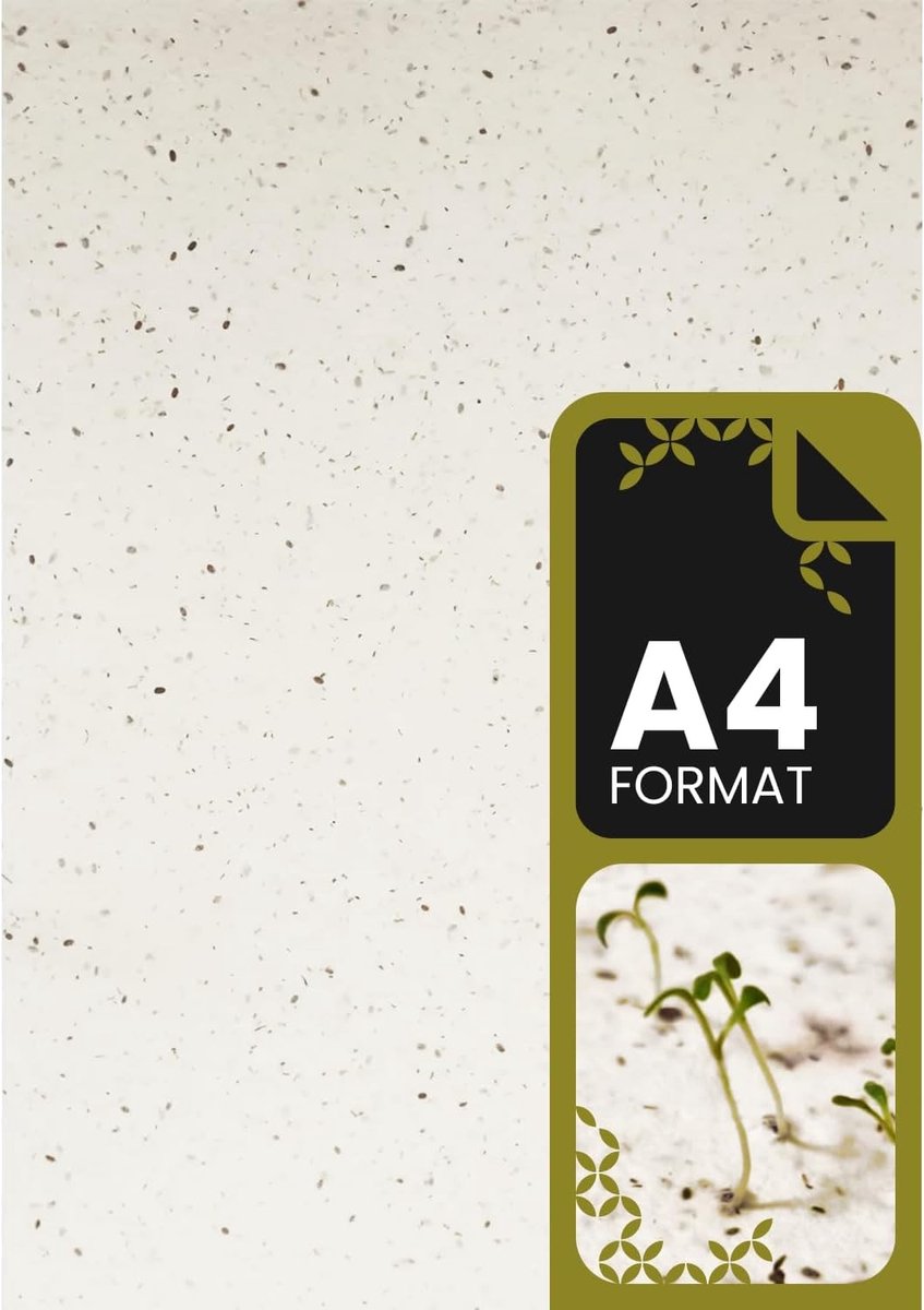5 Vellen A4 Zaadpapier 210x297mm - Eco-vriendelijk Blank Zaadpapier voor Bedrijfspapier, Flyers en Uitnodigingen