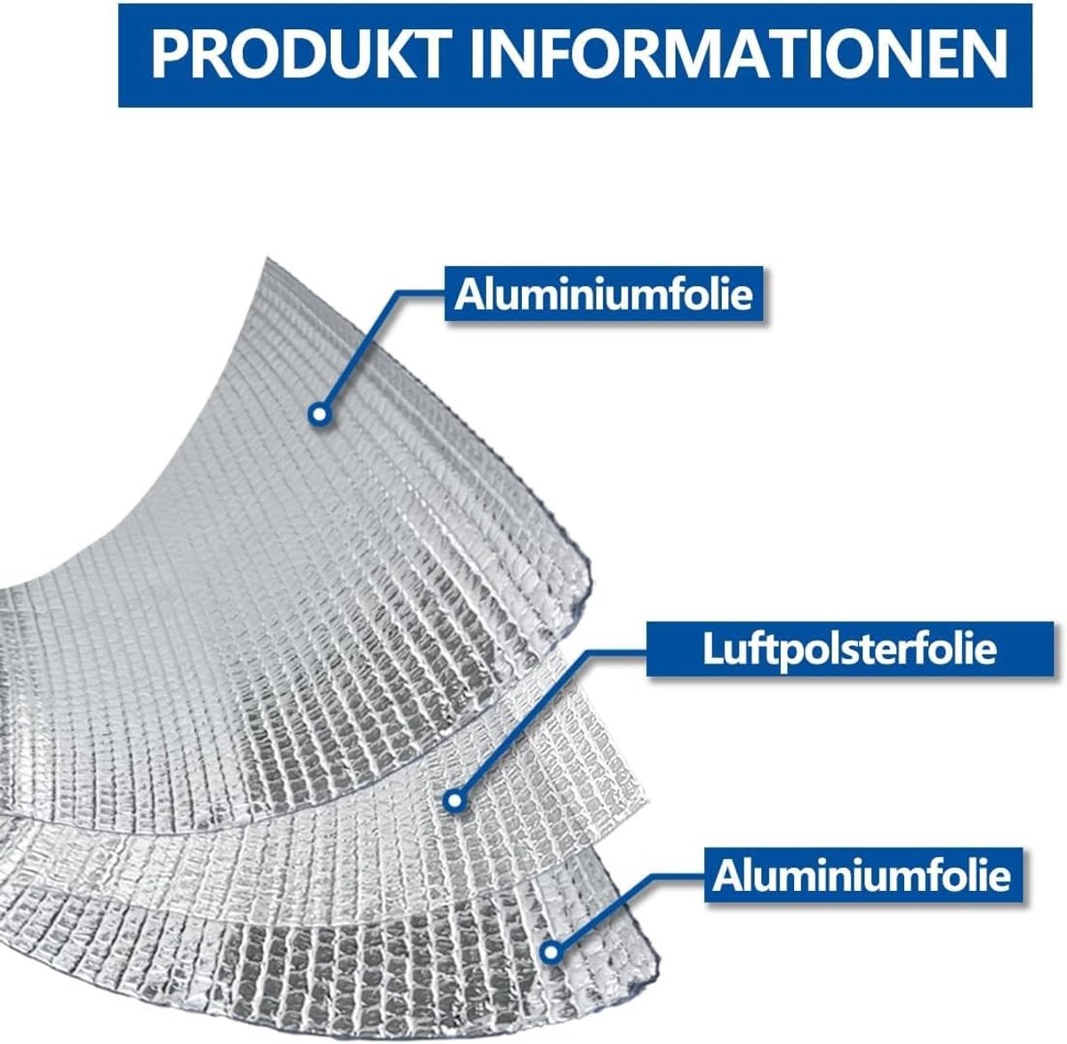 Aluminium Isolatiefolie 120 cm x 4,6 m - Dubbelzijdige Reflecterende Folie voor Radiatoren, Ramen en Daken, 3 mm Dikte, Warmte-isolatie en Geluidsisolatie