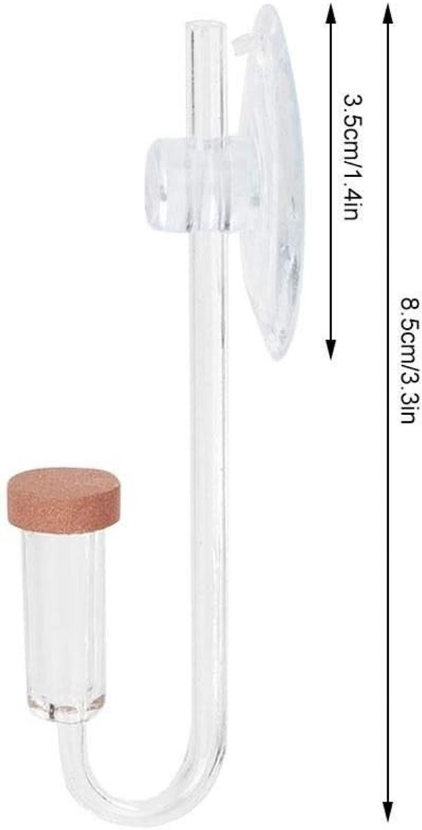 Transparante CO2 Diffuser voor Aquariums - U-vormige Aansluitbuis, Bellen Teller en Ideaal voor Planten en Watergras