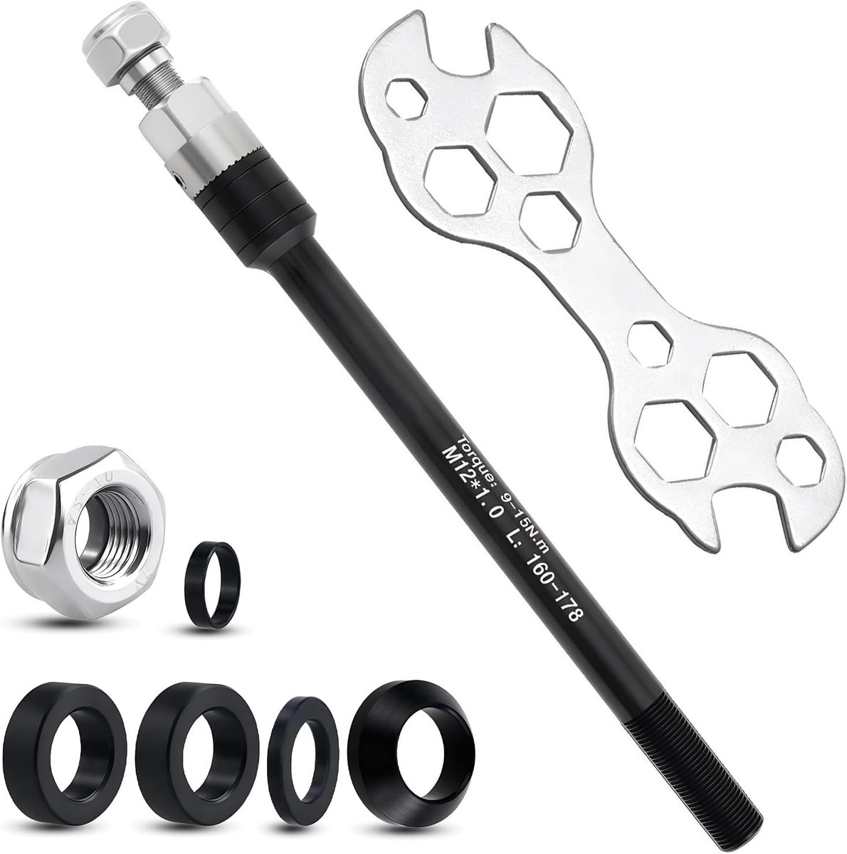 Steekas voor Fietsaanhanger - Zwart - 160-178 mm - Aluminium en Roestvrij Staal - Voor Fietskarren
