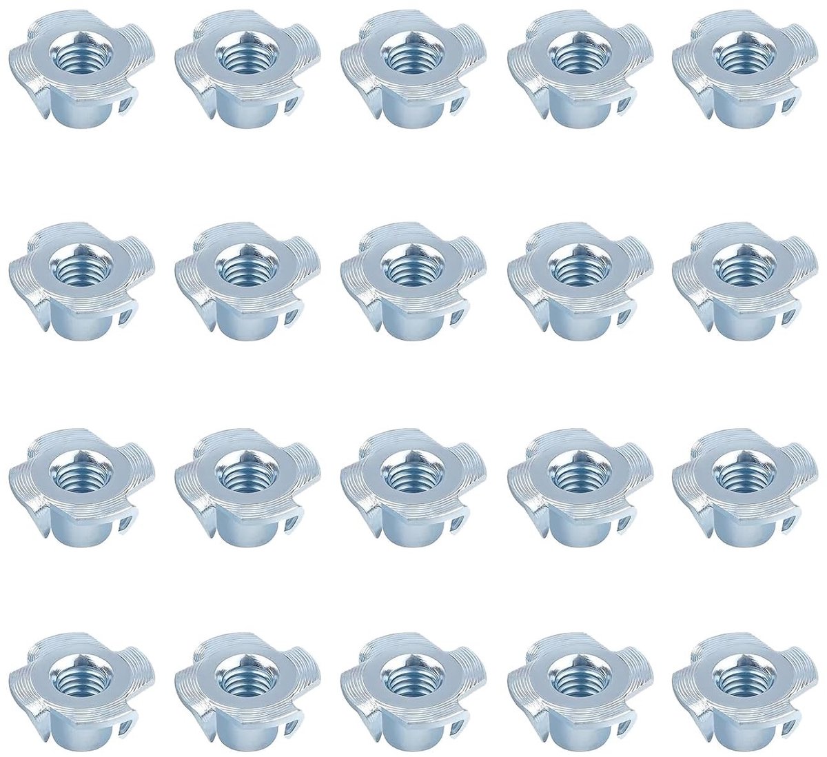 Set van 20 M10 x 13 impactmoeren van koolstofstaal voor schroefverbindingen, verstelbare voeten en bevestigingssystemen