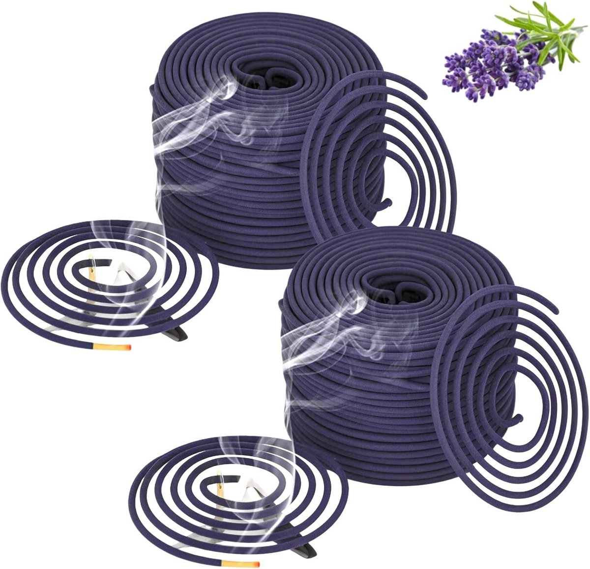 Lavendel Rook Spiralen met Houder voor Buiten, Tuin, Picknick en Camping - 100 Stuks (50 x 2) voor Sfeervolle Decoratie