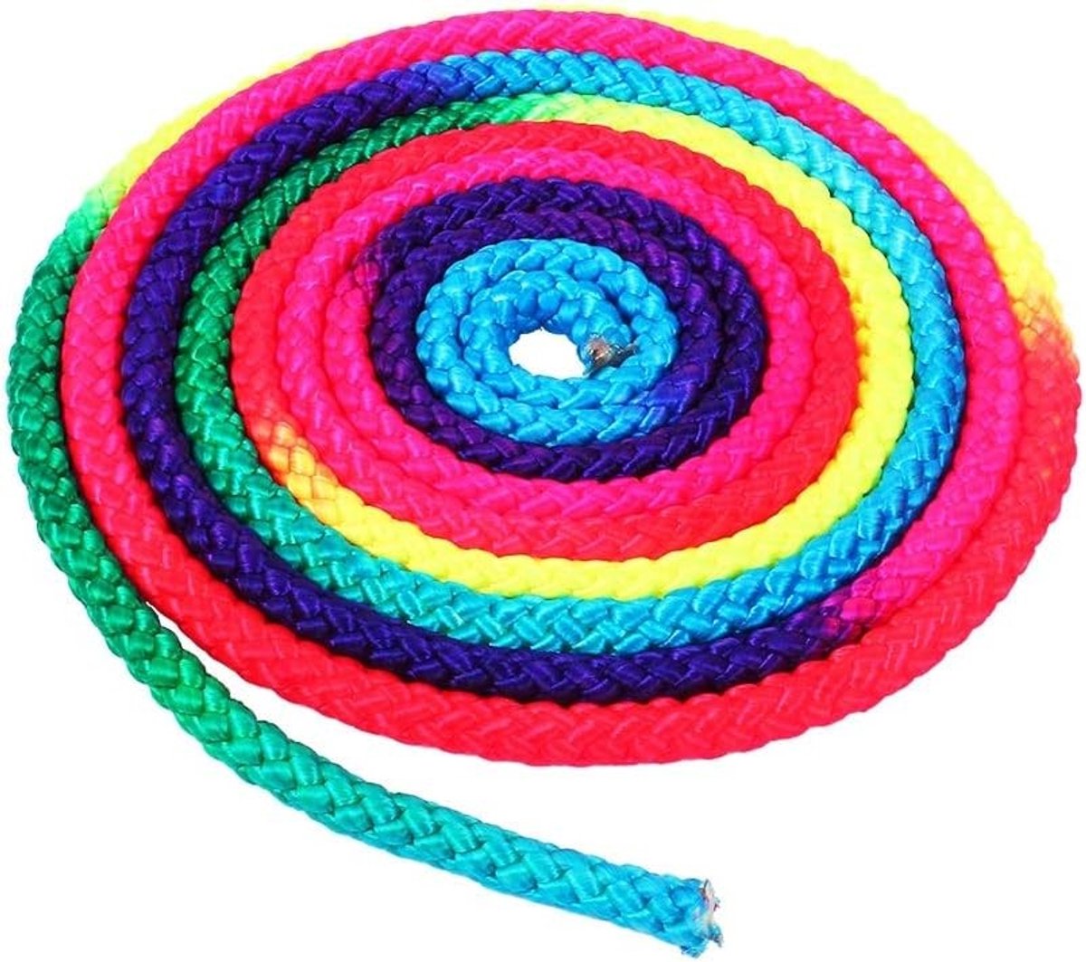 Gymnastiek Touw 2.8m in Regenboogkleuren, Nylon, voor Ritmische Gymnastiek en Danstraining, Professioneel Trainingsmateriaal