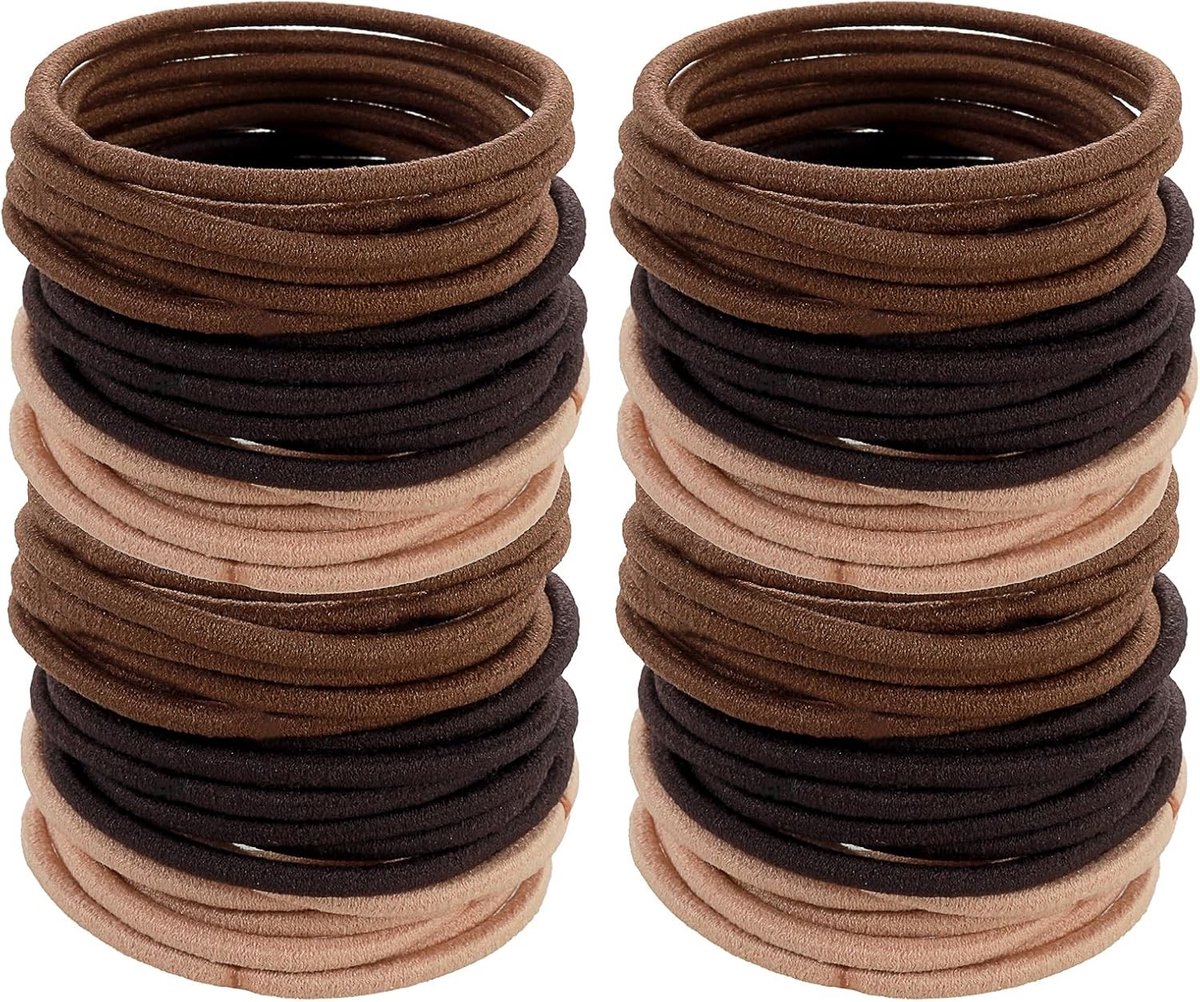 Elastische Haarbanden - 100 Stuks Zachte Ponytail Holders, Naadloze Haaraccessoires voor Middelmatig en Dik Haar, Ideaal voor Krullend Haar en Braid Styles