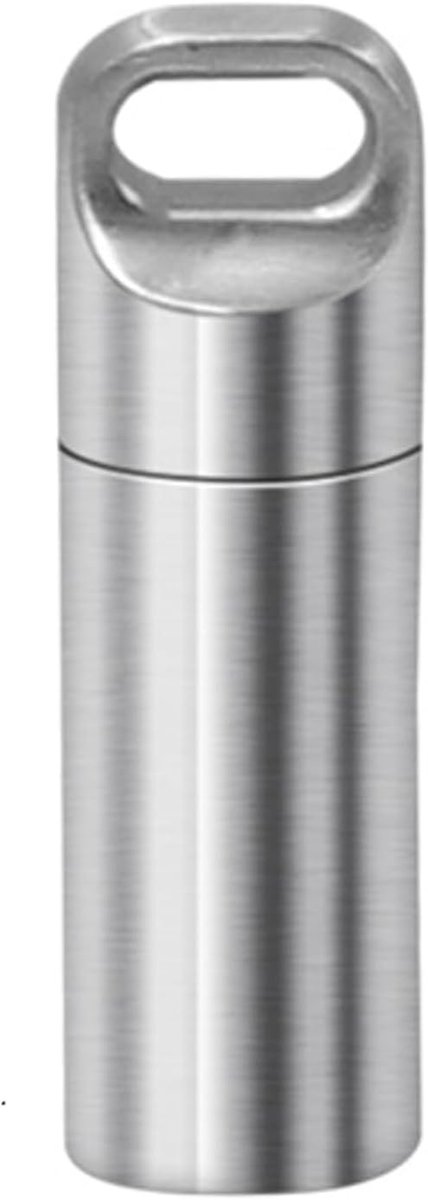 Draagbare Waterdichte Medicijn Dispenser Organizer, Dagelijkse Pillendoos voor Camping en Buitenactiviteiten, Compact en Handig (Zilver, 3.8*1.2cm)