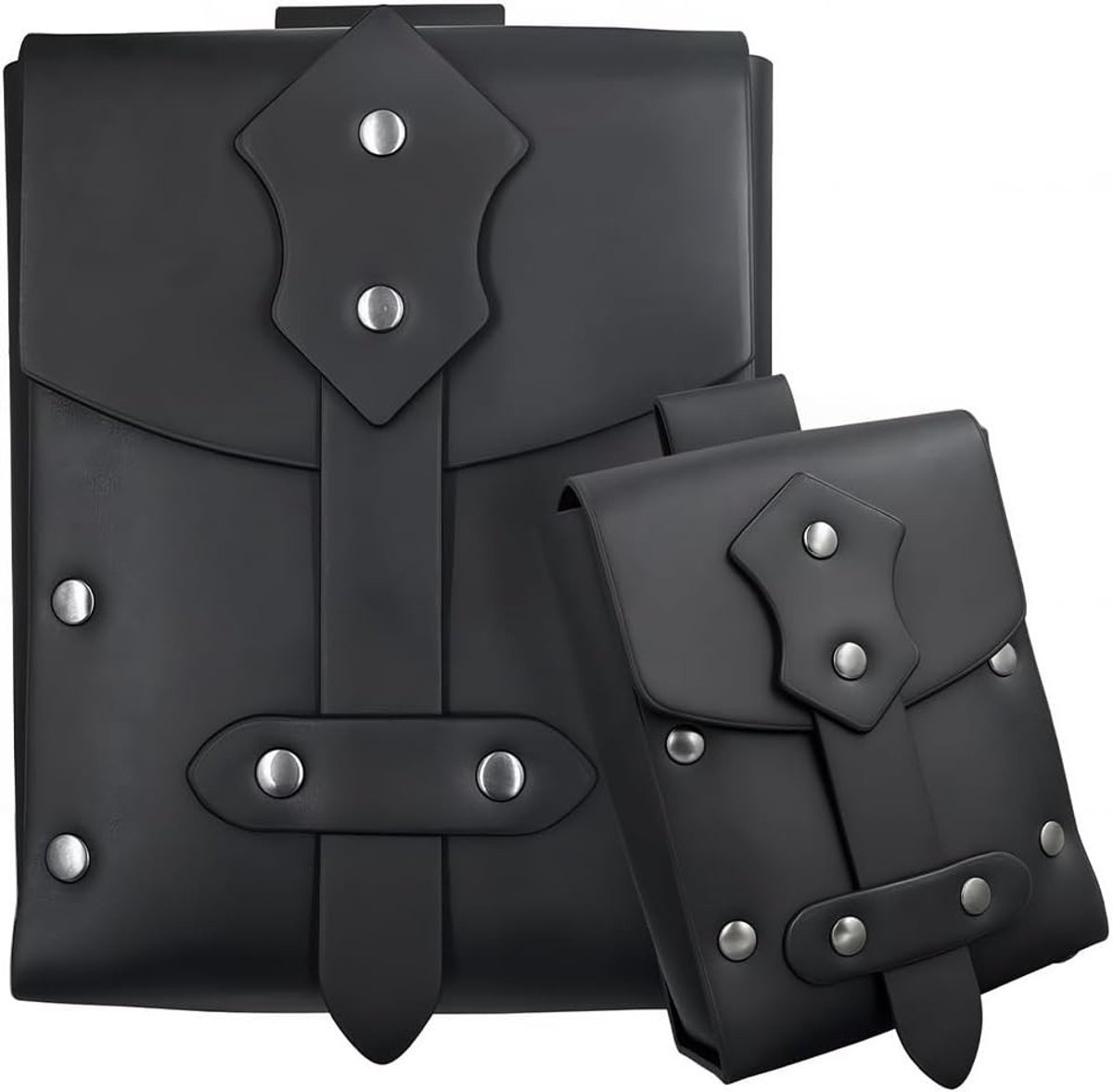 2 Stuks Retro Middeleeuwse Studded Leren Heuptas voor Halloween Kostuum en Cosplay, Perfect voor LARP Evenementen en Feestjes