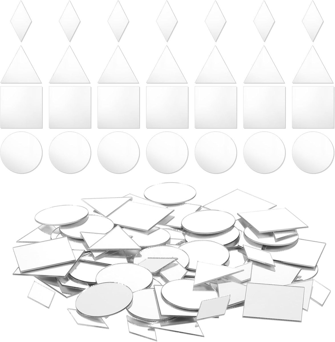 Set van 200 Kleine Spiegels voor Knutselen, Mini Spiegel van 2,5 cm, Zelfklevend, Decoratie voor Woonkamer, Slaapkamer en Achtergrond