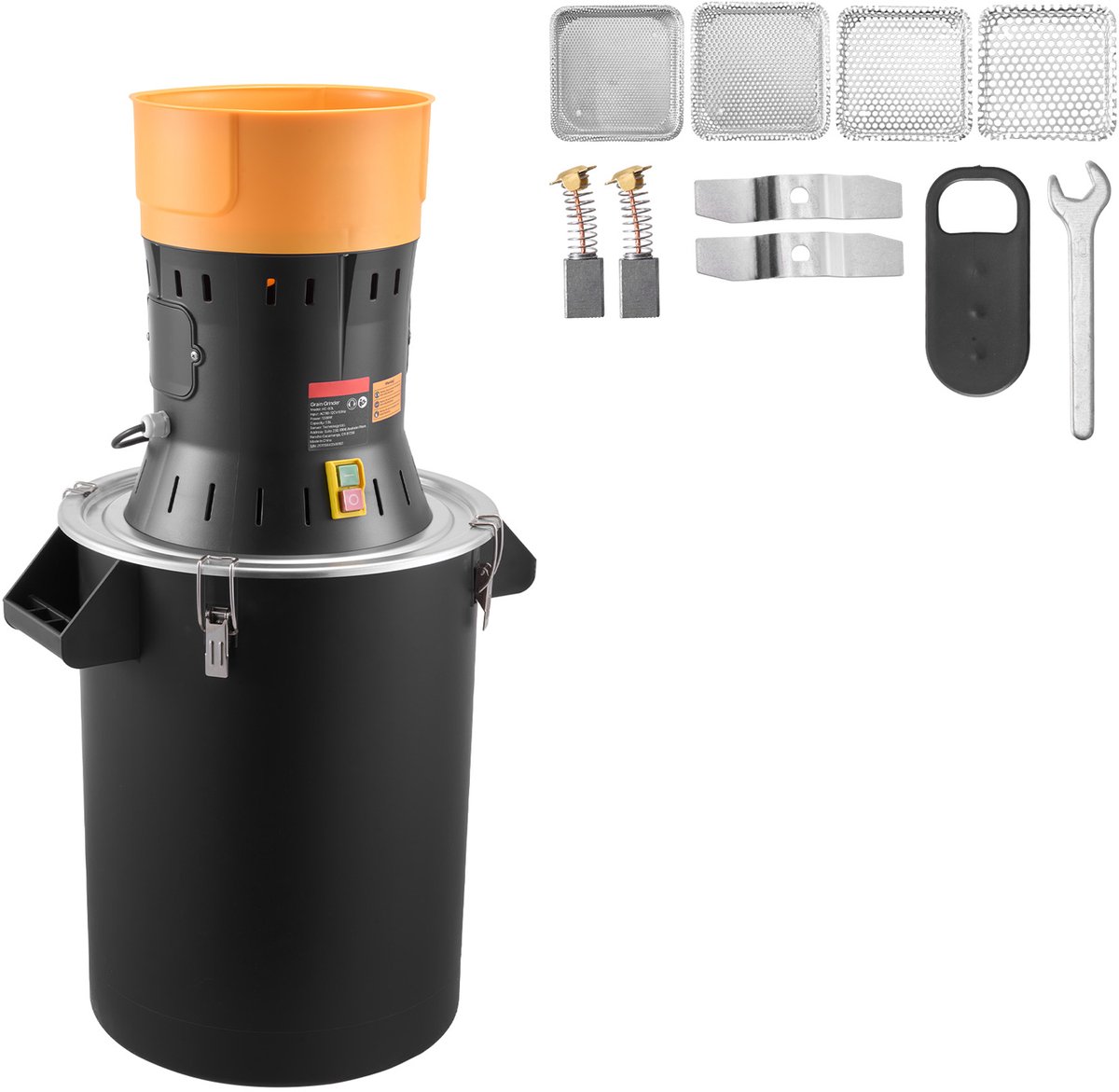 Elektrische Graanmolen 53 liter, Krachtige 600 W Specerijenmolen met Duurzame Messen, Ideaal voor het Malen van Droge Granen, Kruiden, Muesli, Koffie en Maïs, Afmetingen 500x385x880 mm