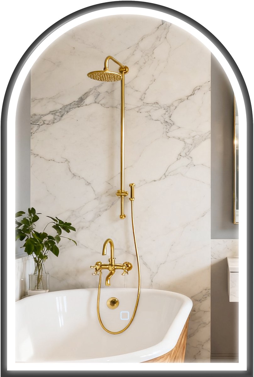 HOMCOM Bathroom Mirror-Aluminiumlegierung, gehärtetes Glas-60B x 4T x 90H cm-Schwarz