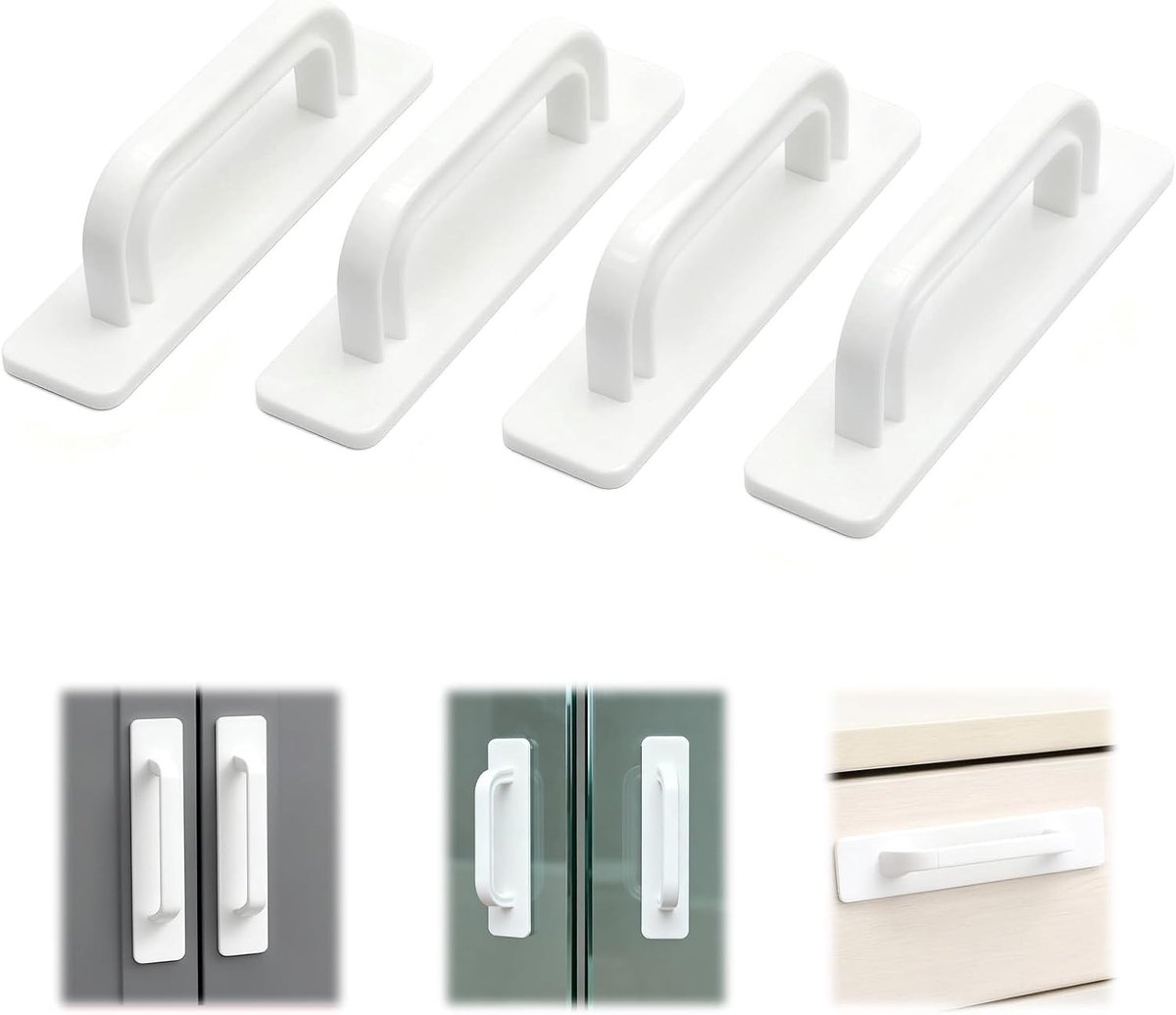 Set van 4 Zelfklevende Handgrepen 10 x 2,5 cm voor Keukenkasten, Balkon- en Tuindeuren - Geen Boren Nodig, Ideaal voor Meubels en Kasten
