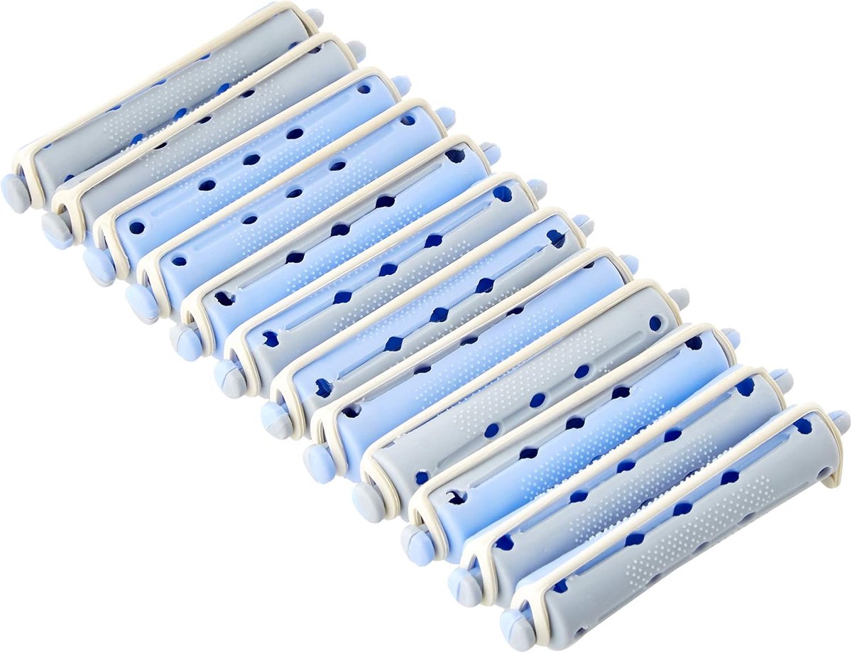 10 korte grijs/blauwe haarkrulspelden van 13 mm