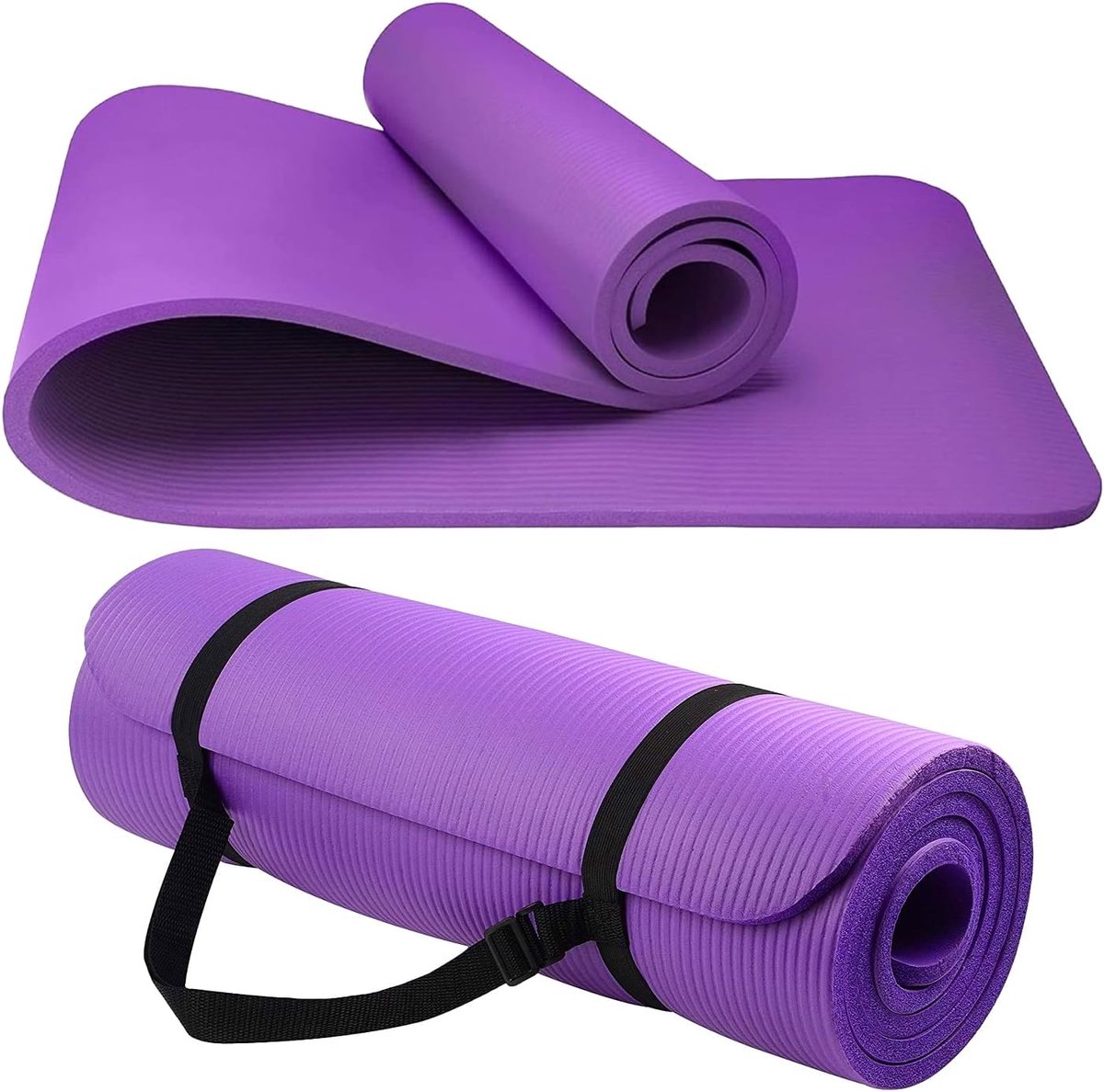 Yogamat - Unisex - Antislip dikke schuim fitness oefenmat - Met draagbare band - Lichtgewicht fitnessapparaat voor thuis - Geschikt voor yoga, pilates, stretchen, gymnastiektraining en kamperen