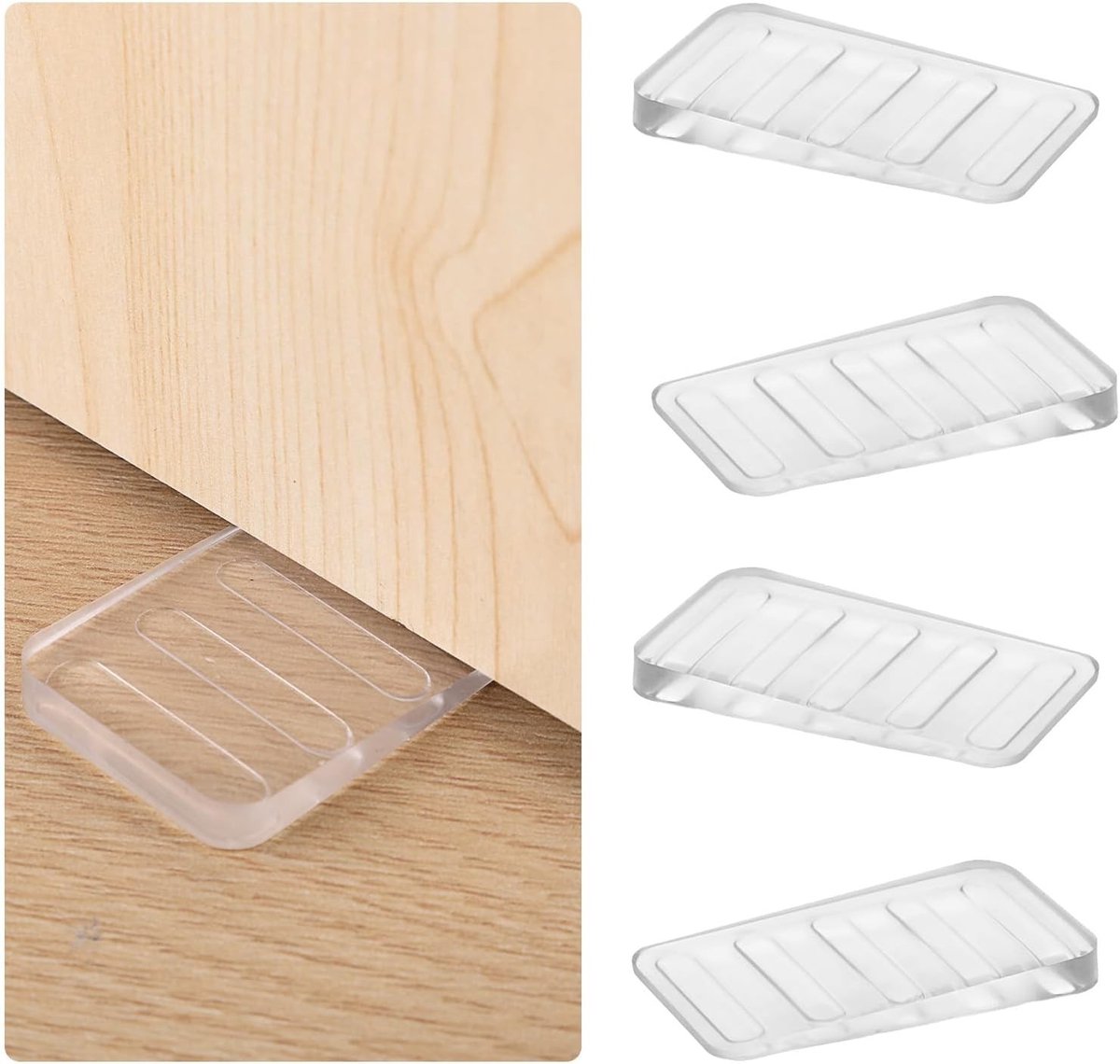 Set van 4 rubberen meubelscheefstandaards, antislip deurstopper en compensatieplaten voor ongelijke tafels, toiletten en meubels