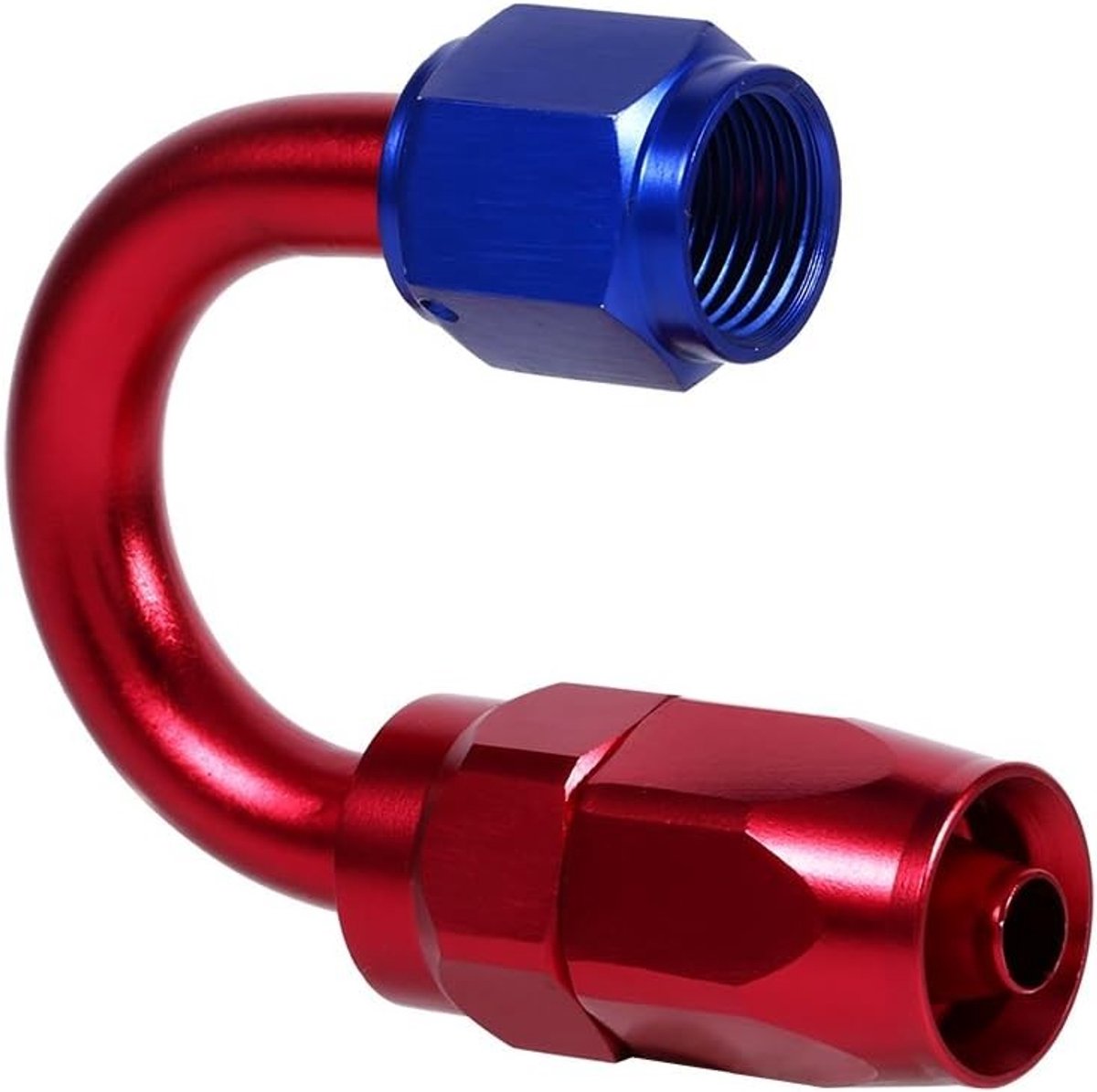 Rotatable Male Fitting Adapter voor AN6 Racing Oil en Brandstofslang - Hoge Sterkte Aluminium in Blauw en Rood, 1 Stuk (AN6-180°)