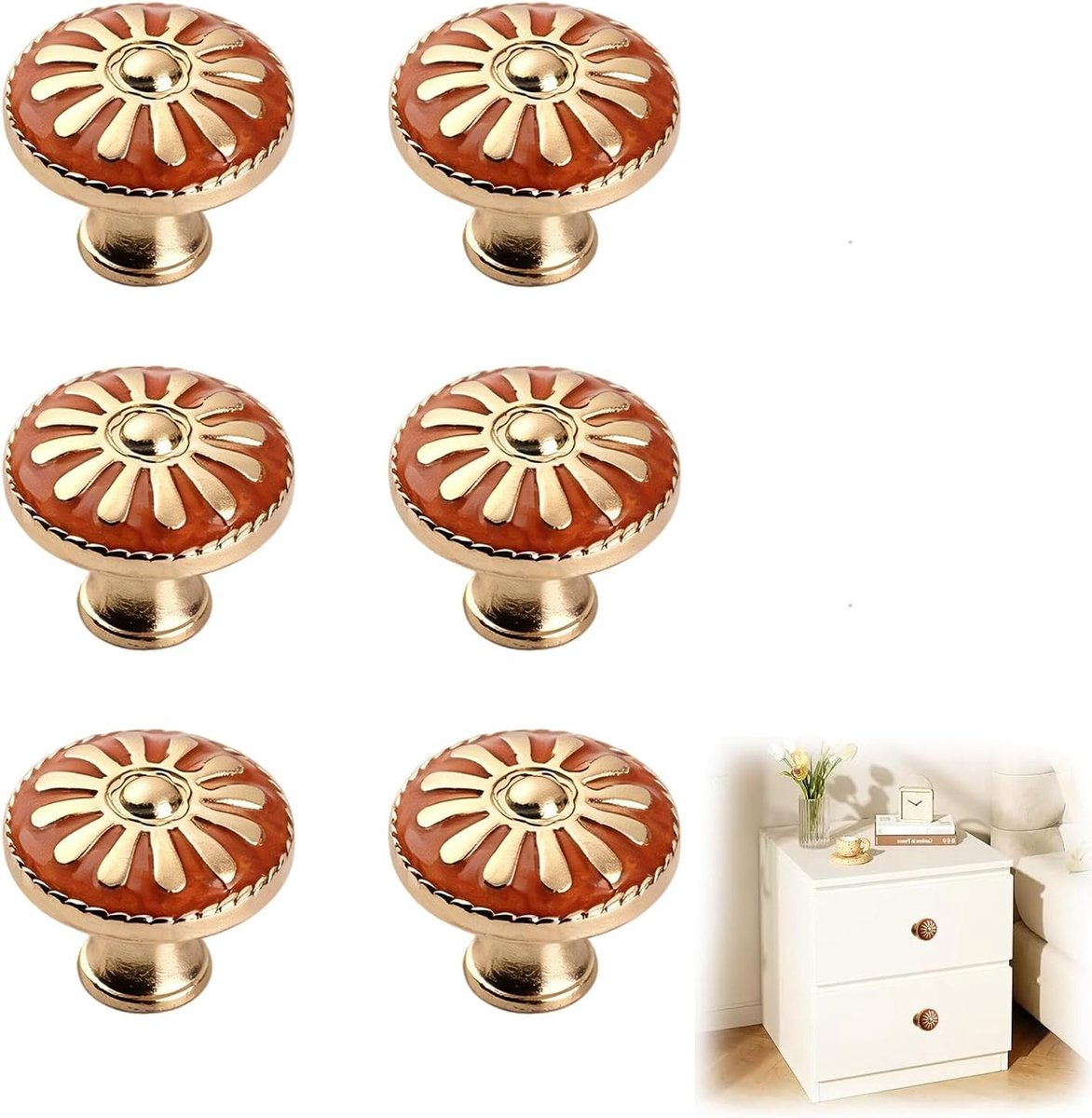Vintage Bronzen Keuken Kastknoppen - 6 Stuks Ronde Handgrepen voor Laden, Deuren en Meubels - 31mm Decoratieve Knoppen voor Badkamer en Keuken