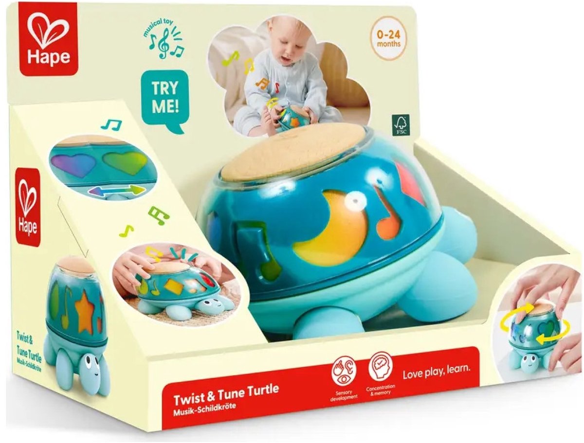 Baby muziekdoosje schildpad - Hape - vanaf 0 maanden